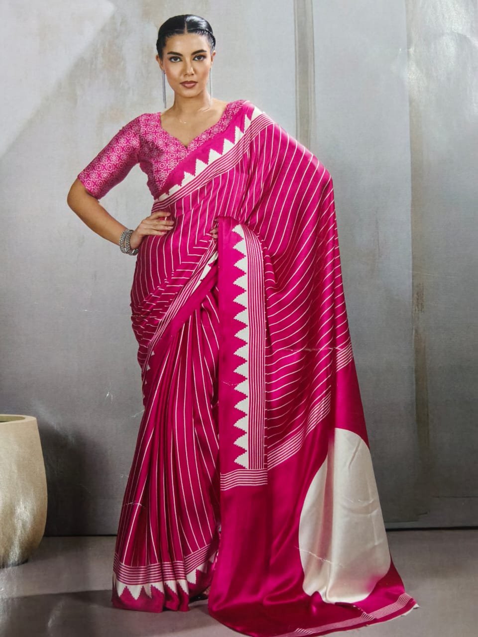Pure Ajrakh Modal Silk Saree with BP | H...