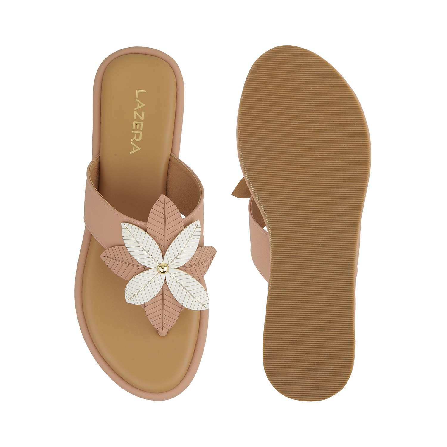 Women’s Floral Thong Flats | Slip-On Mules with Large Flower | Summer Casual