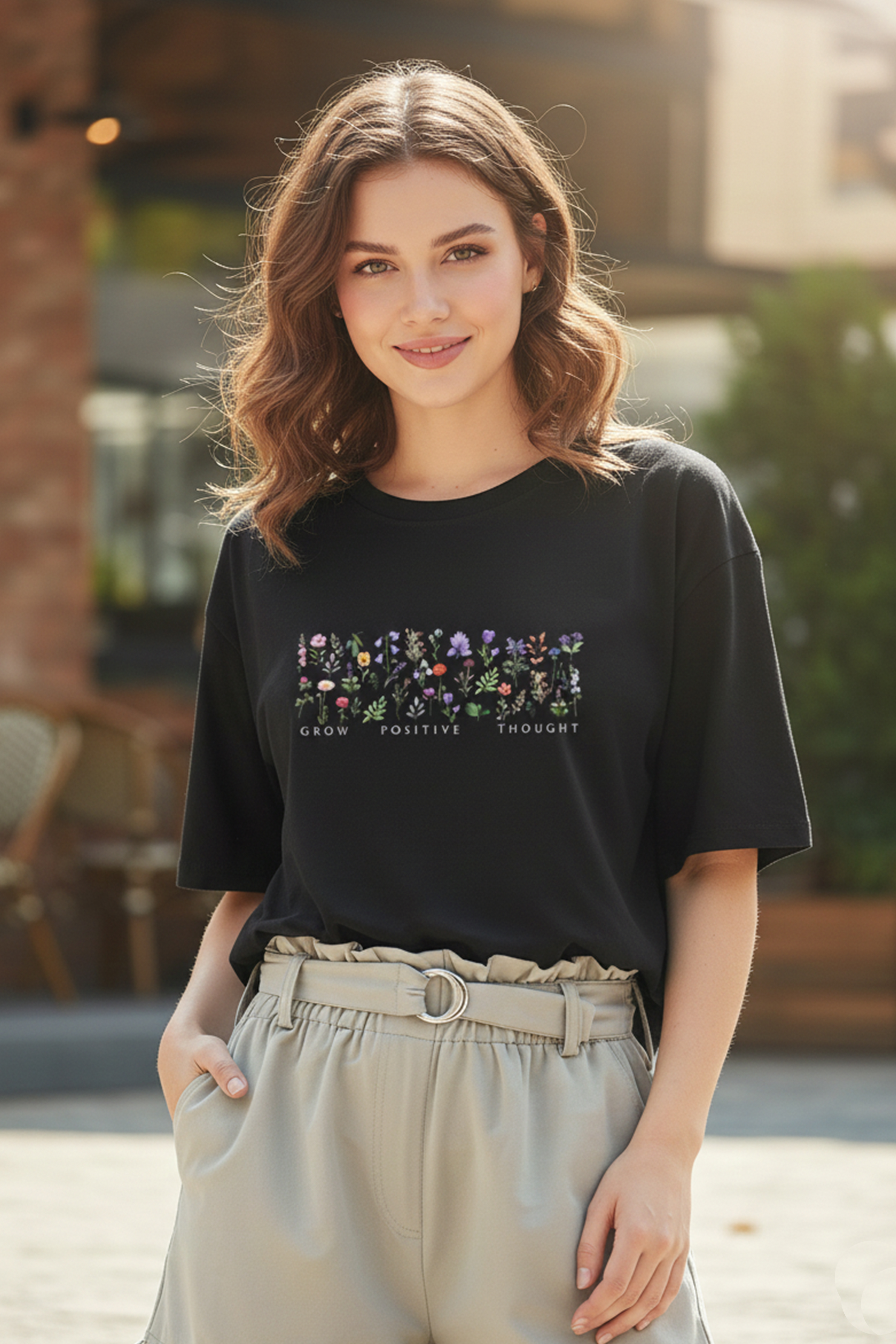 BOTANICAL GRAPHIC PRINTED OVERSIZED T-SH...