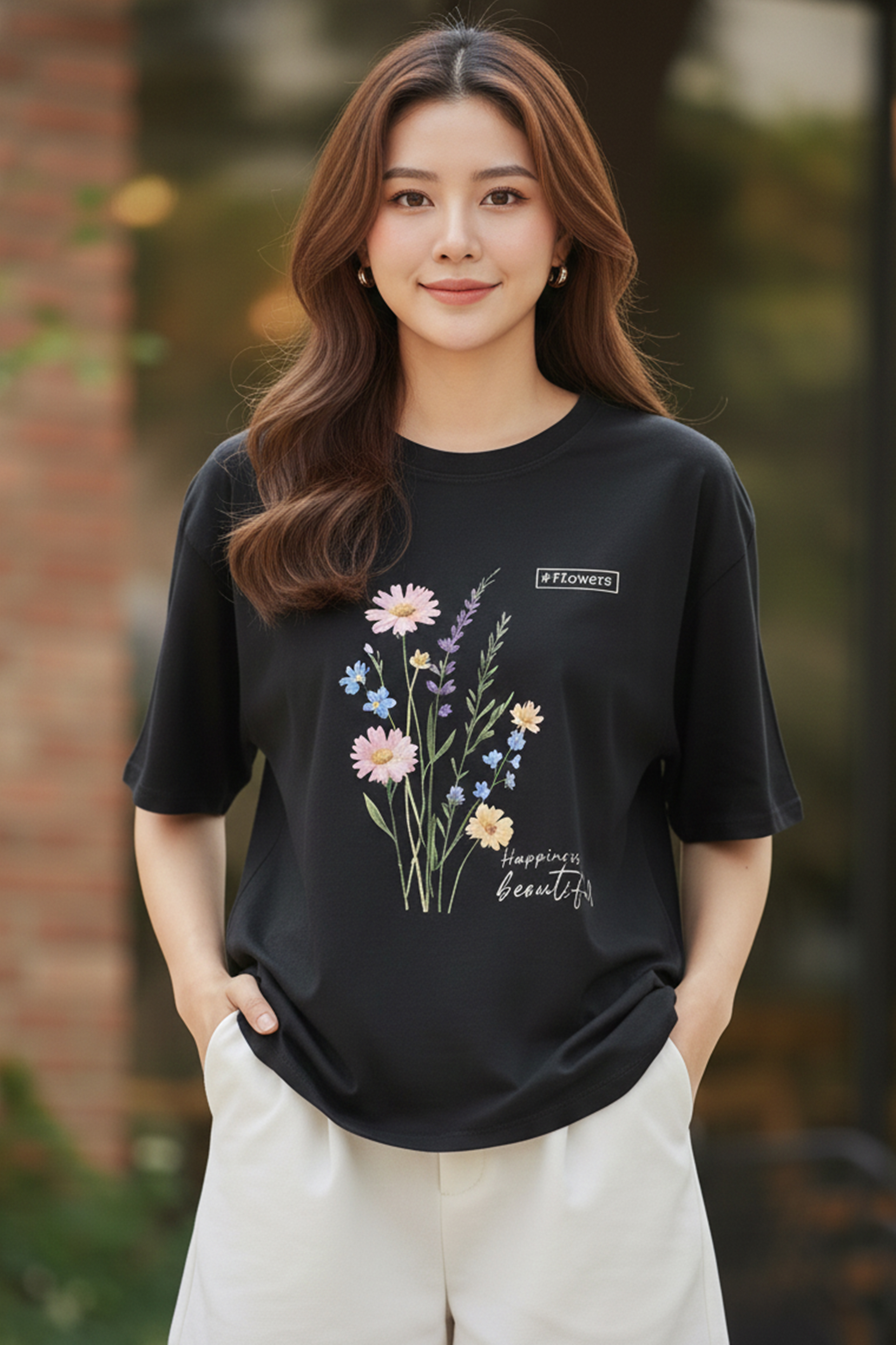 FLOWER PRINTED OVERSIZED T-SHIRT
