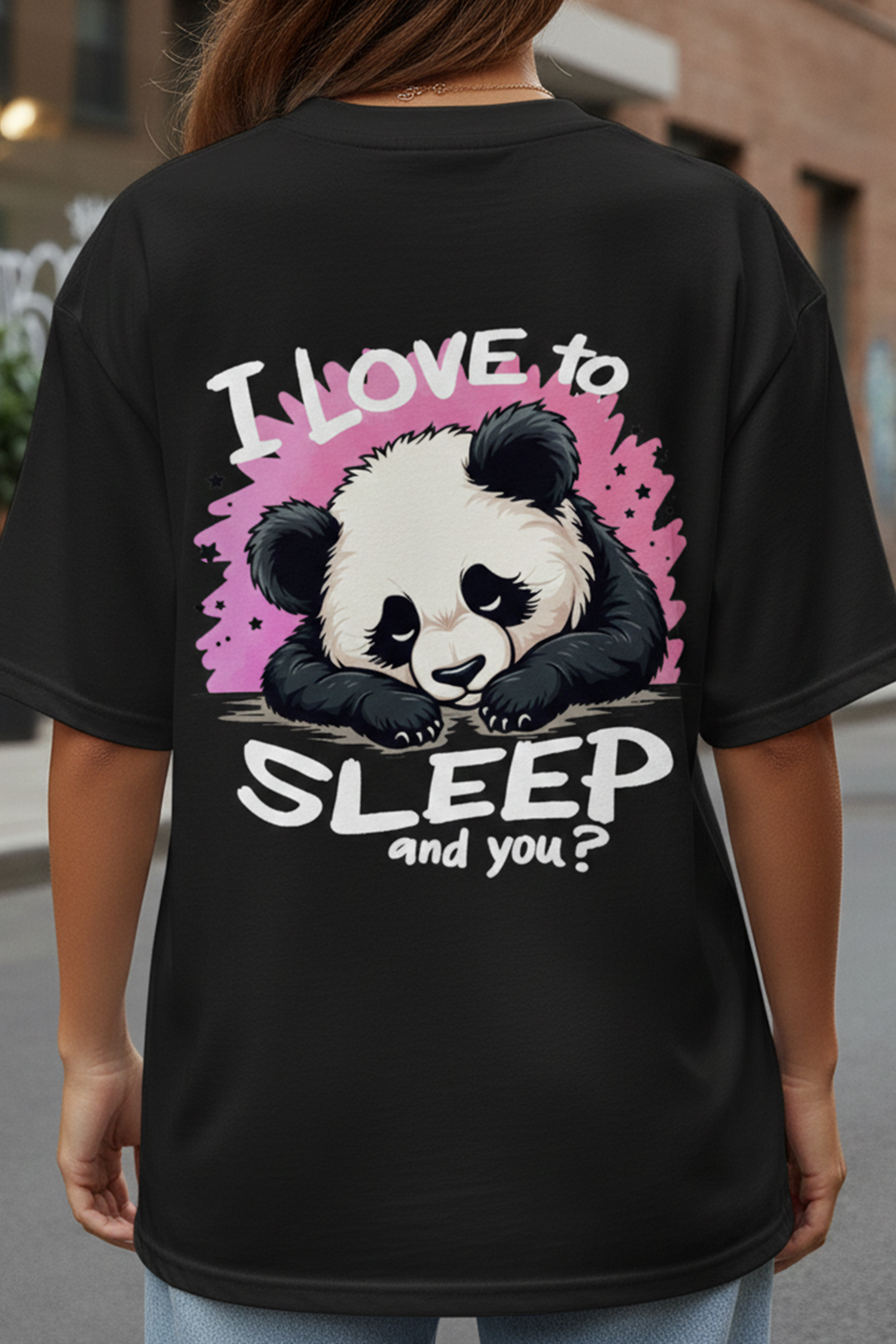 PANDA GRAPHIC PRINTED OVERSIZED T-SHIRT