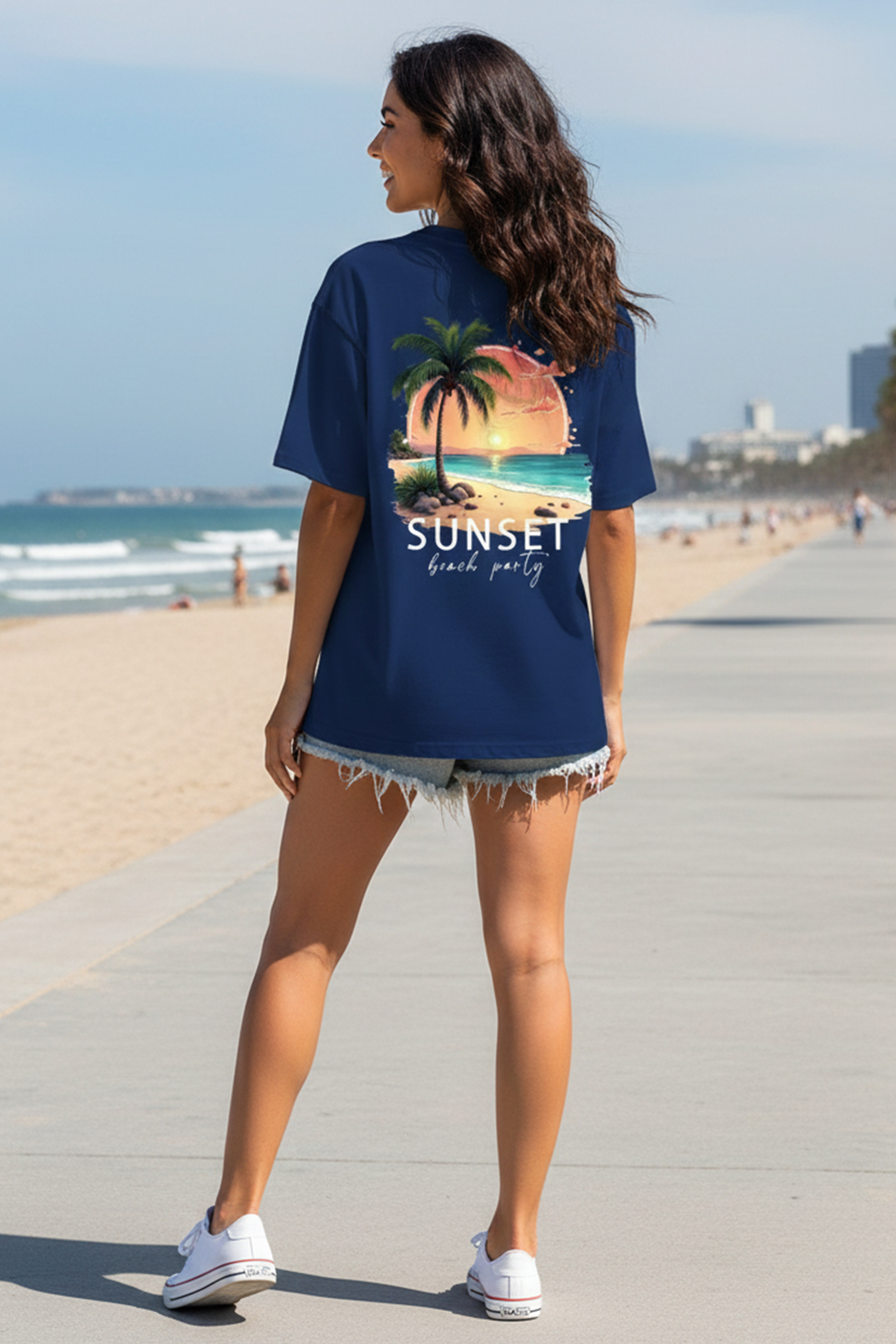 SUNSET GRAPHIC PRINTED OVERSIZED T-SHIRT