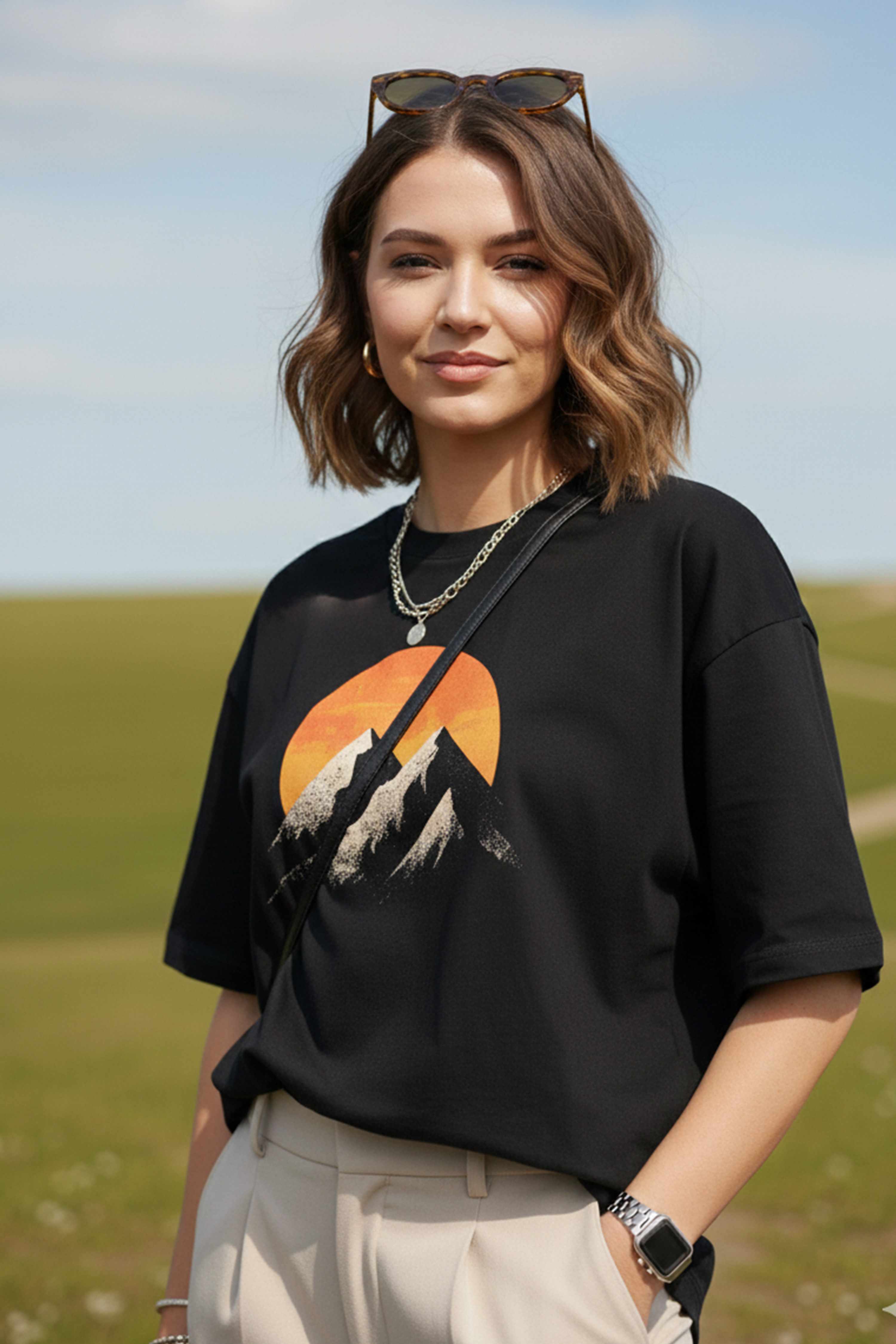 THE GOLDEN PEAK GRAPHIC PRINTED OVERSIZE...