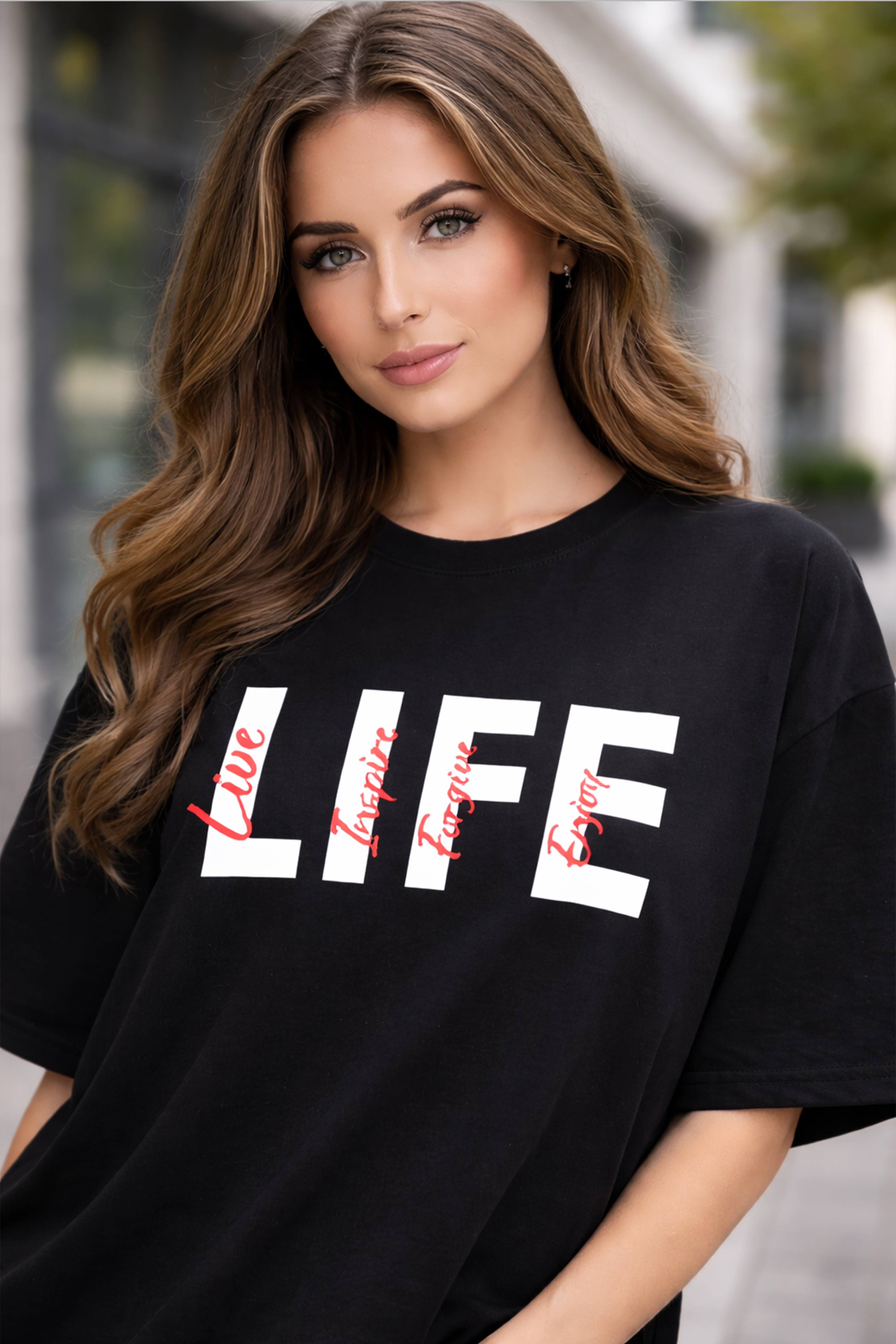 LIFE GRAPHIC PRINTED OVERSIZED TEE