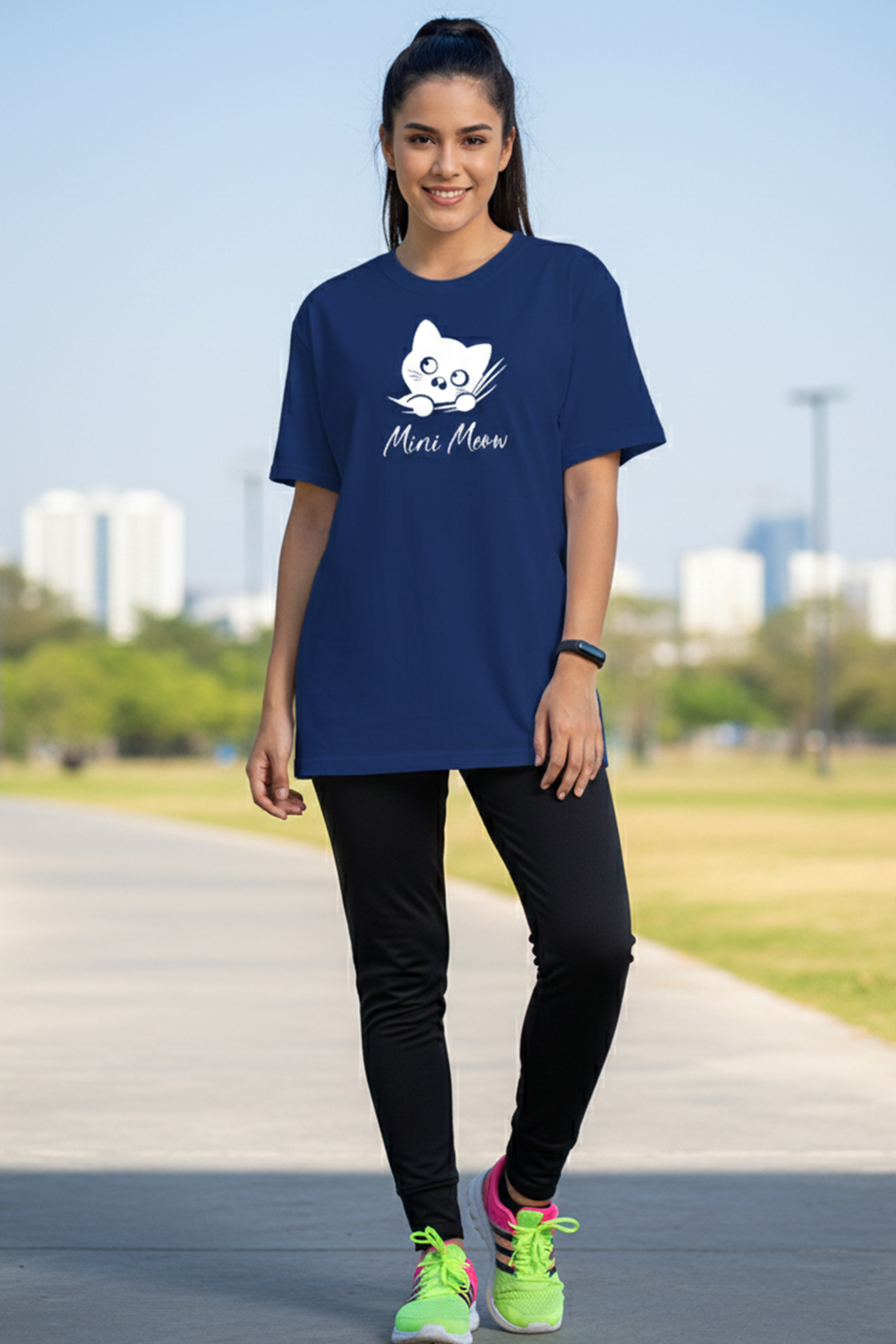 CAT GRAPHIC PRINTED OVERSIZED TEE