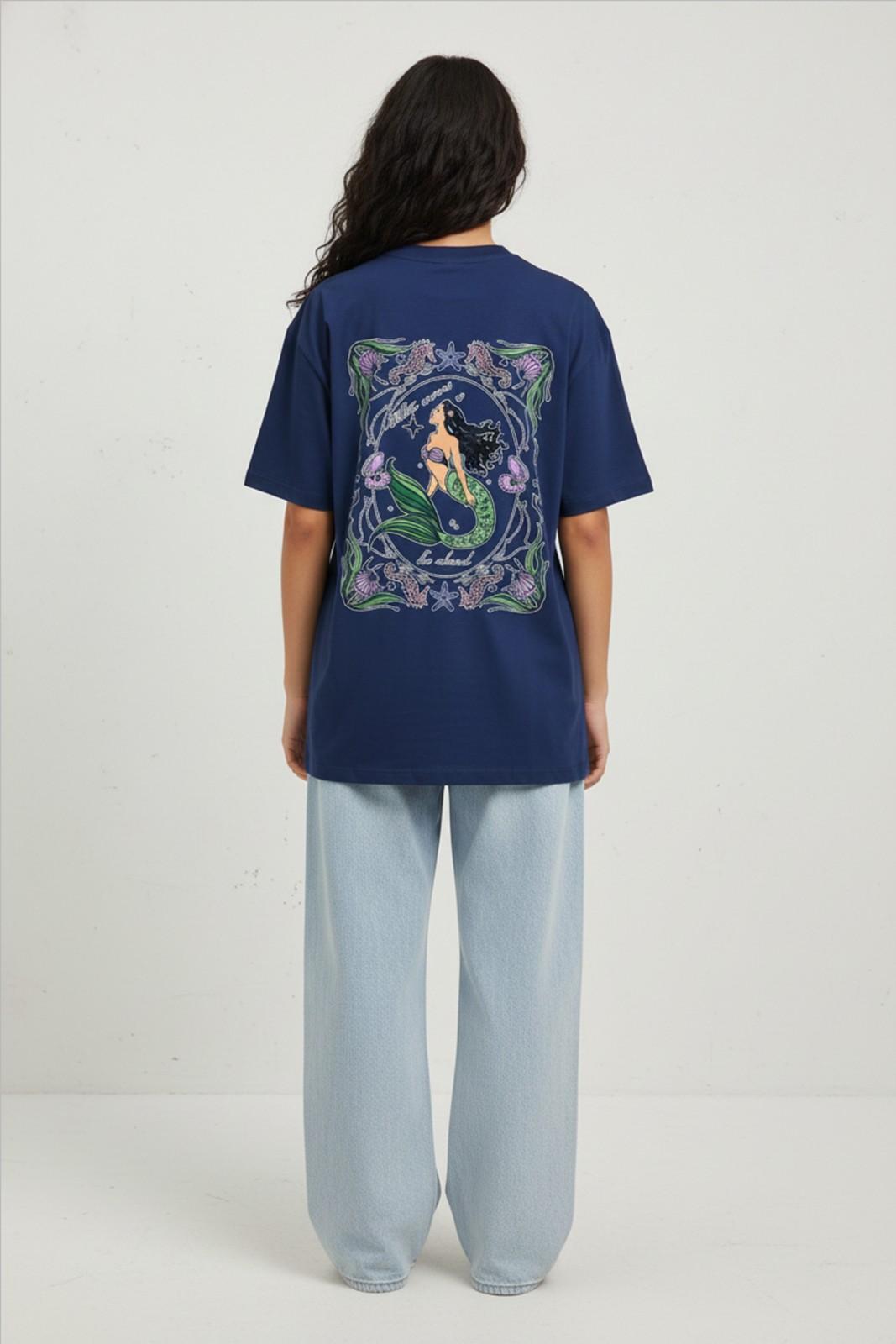 MERMAID GRAPHIC PRINTED OVERSIZED T-SHIR...