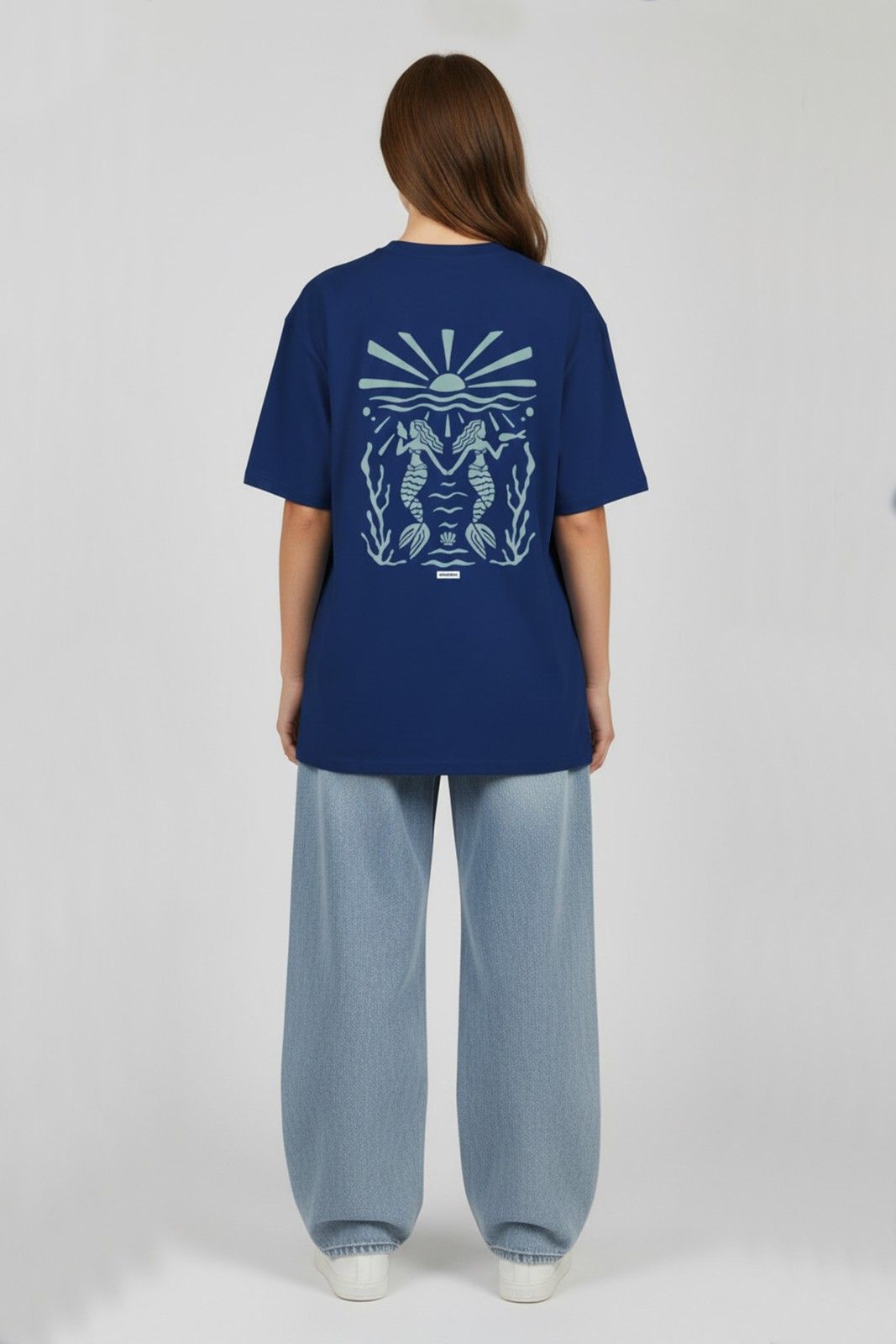 TWIN MERMAID GRAPHIC PRINTED OVERSIZED T...