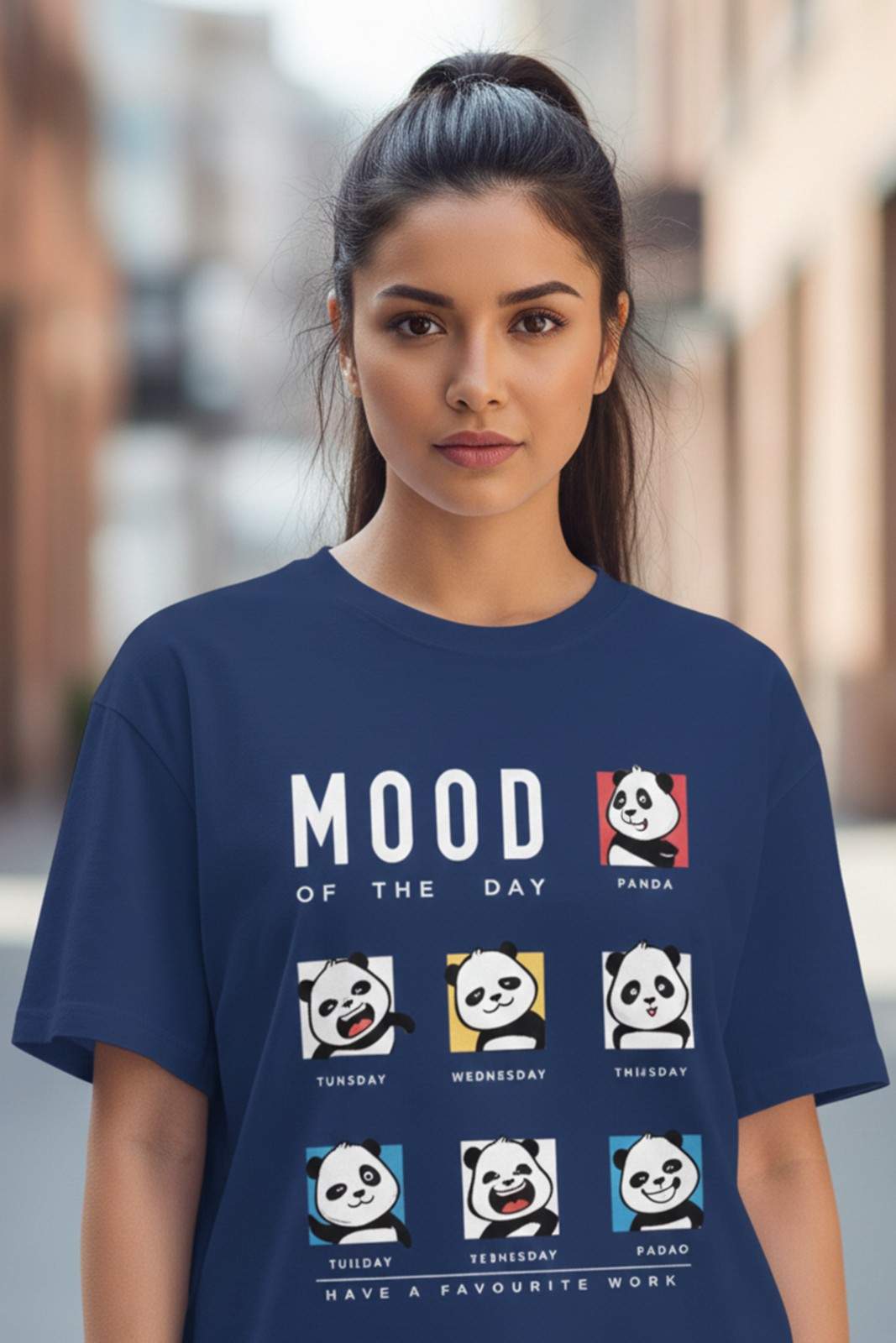 PANDASTIC MOOD GRAPHIC PRINTED OVERSIZED T-SHIRT