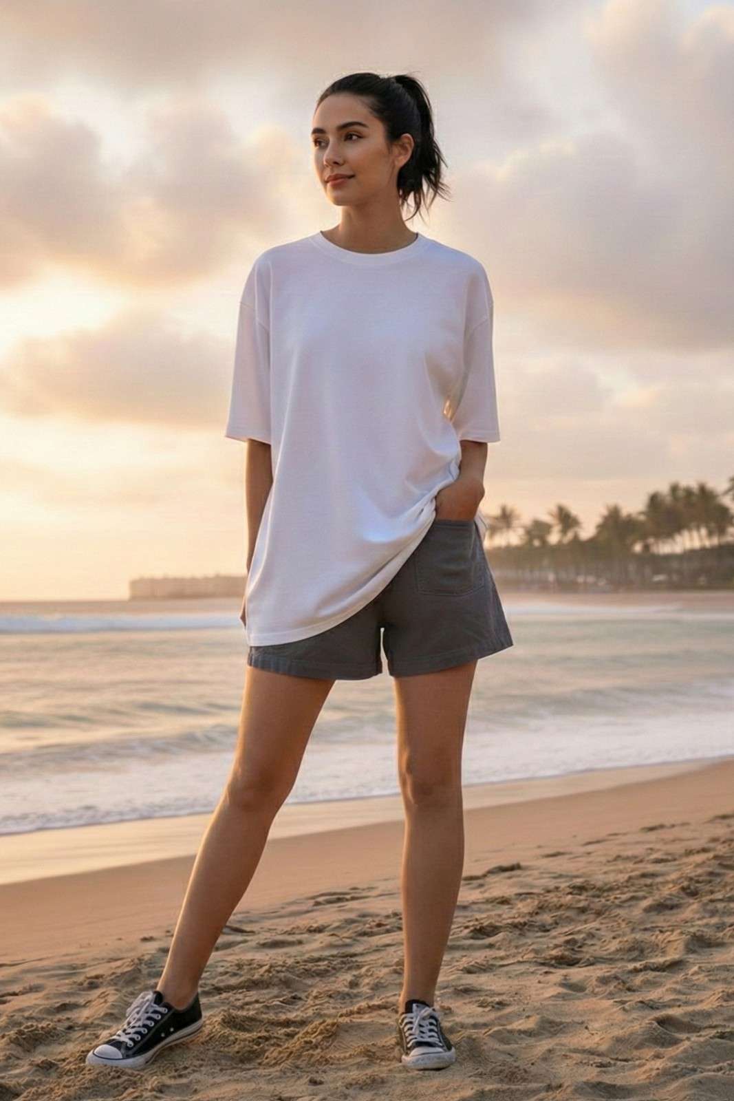 SUNSET GRAPHIC PRINTED OVERSIZED T-SHIRT