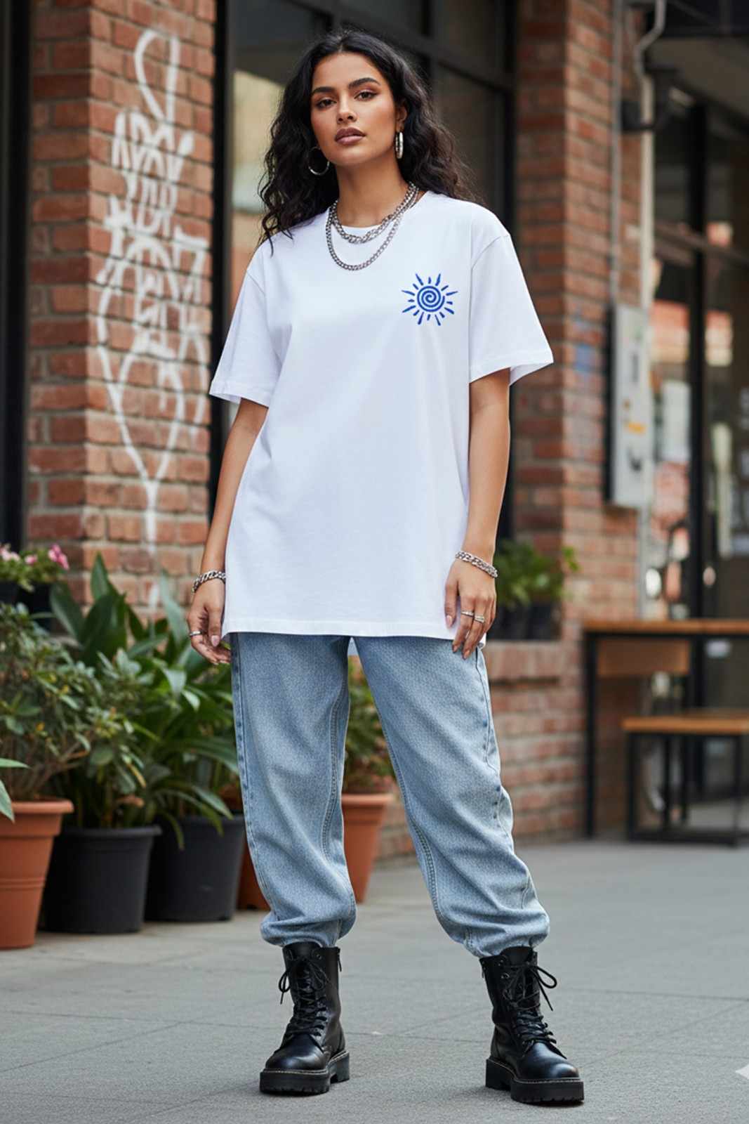 BLUE SPIRAL OVERSIZED TEE