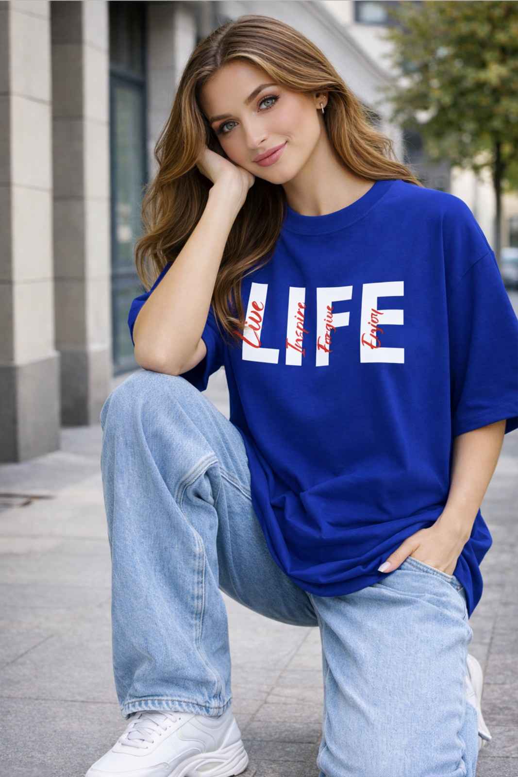 LIFE GRAPHIC PRINTED OVERSIZED TEE
