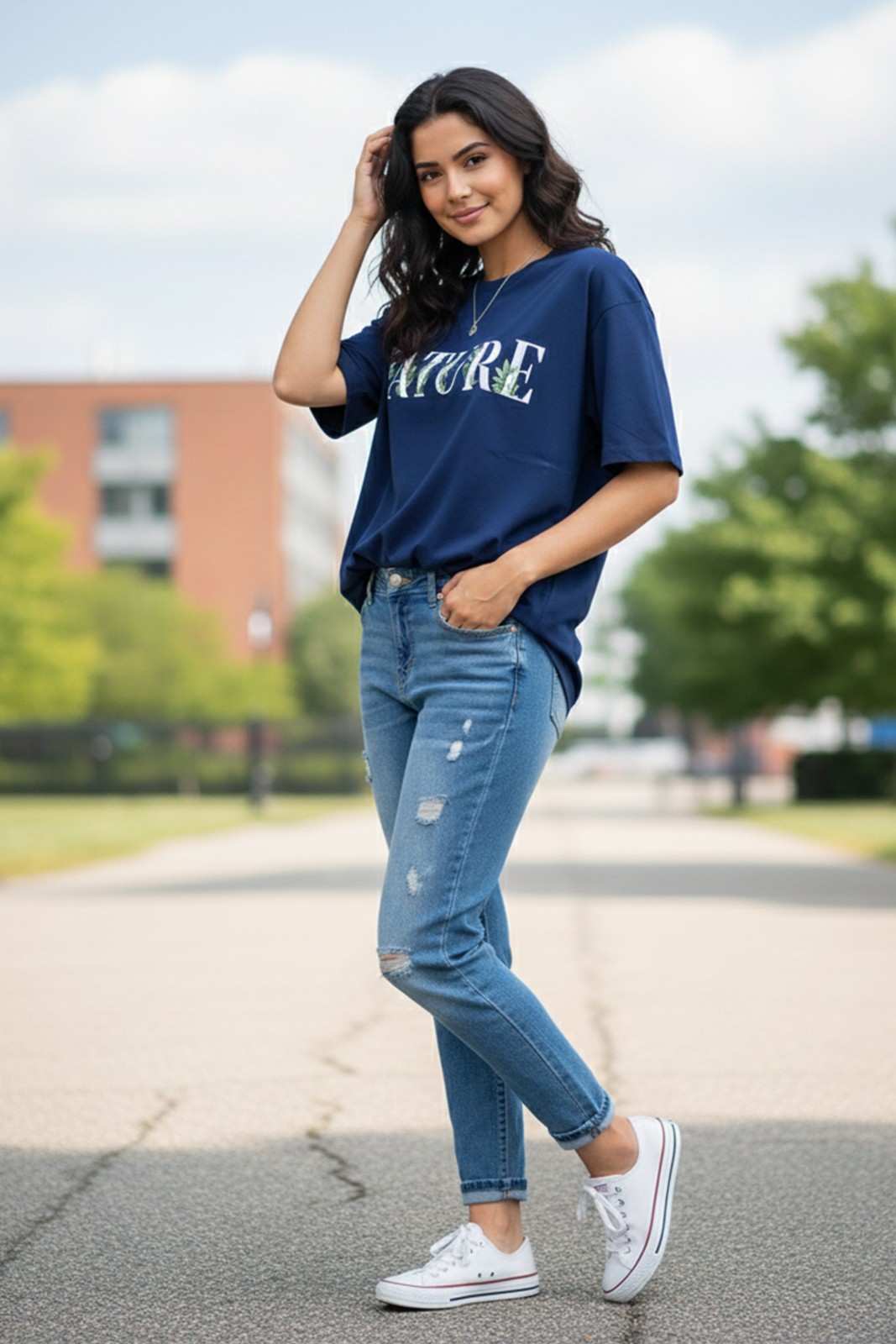 NATURE GRAPHIC PRINTED OVERSIZED TEE