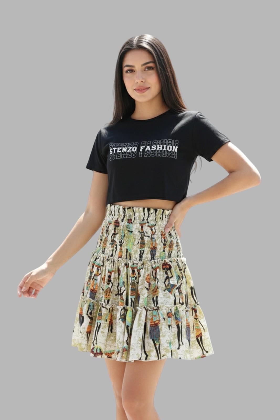 STENZO FASHION GRAPHIC PRINTED CROP TEE
