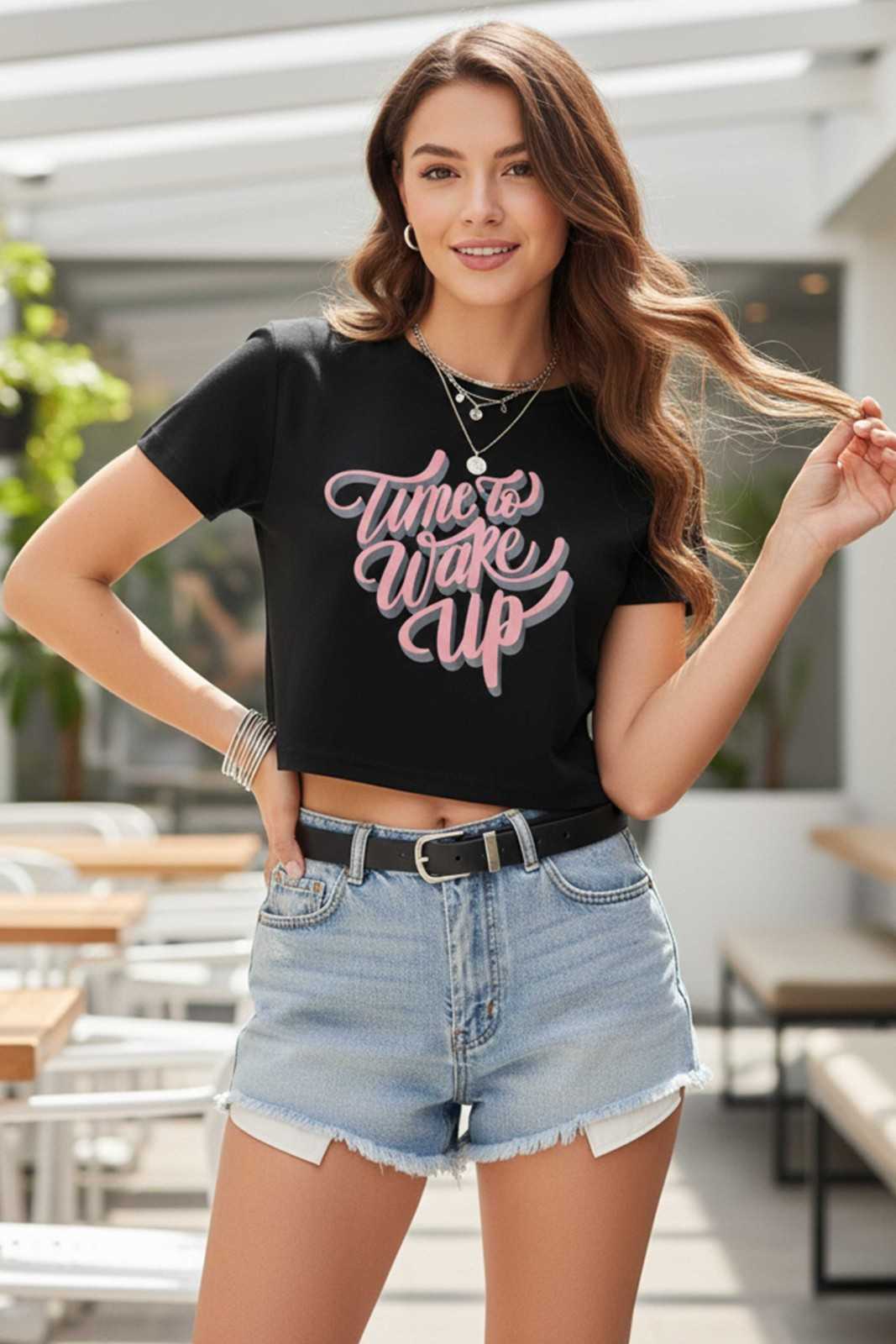 PINK ON STATEMENT CROP TEE