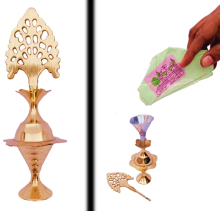 Brass Surmedani With Funnel/Kuppi And Surma Use In Eye's Makeup [Size-9-cm] Pack Of-1 Funnel, 2 Surma Packed, 1 Brass Surmedani