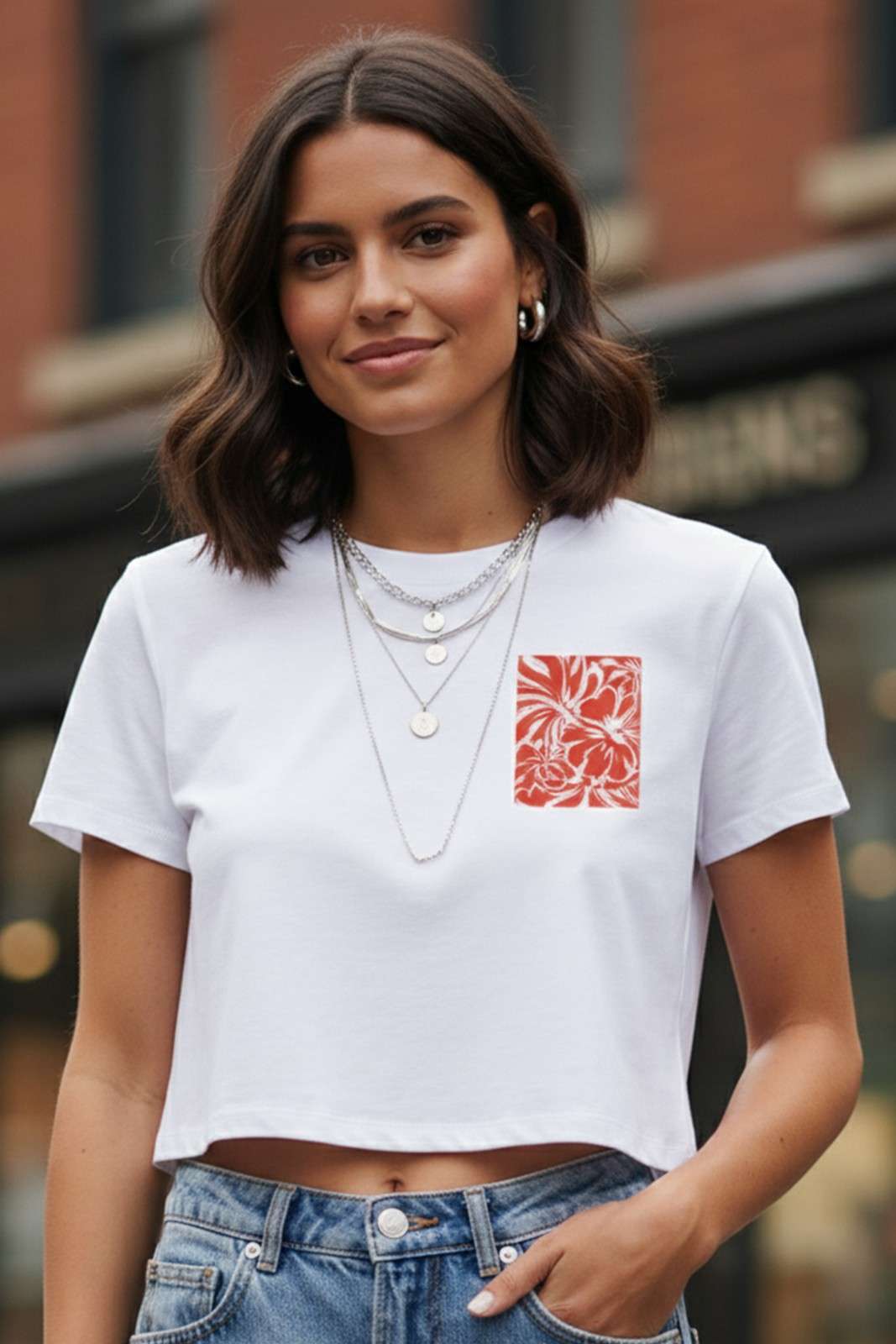 BIRD GRAPHIC PRINTED CROP TOP