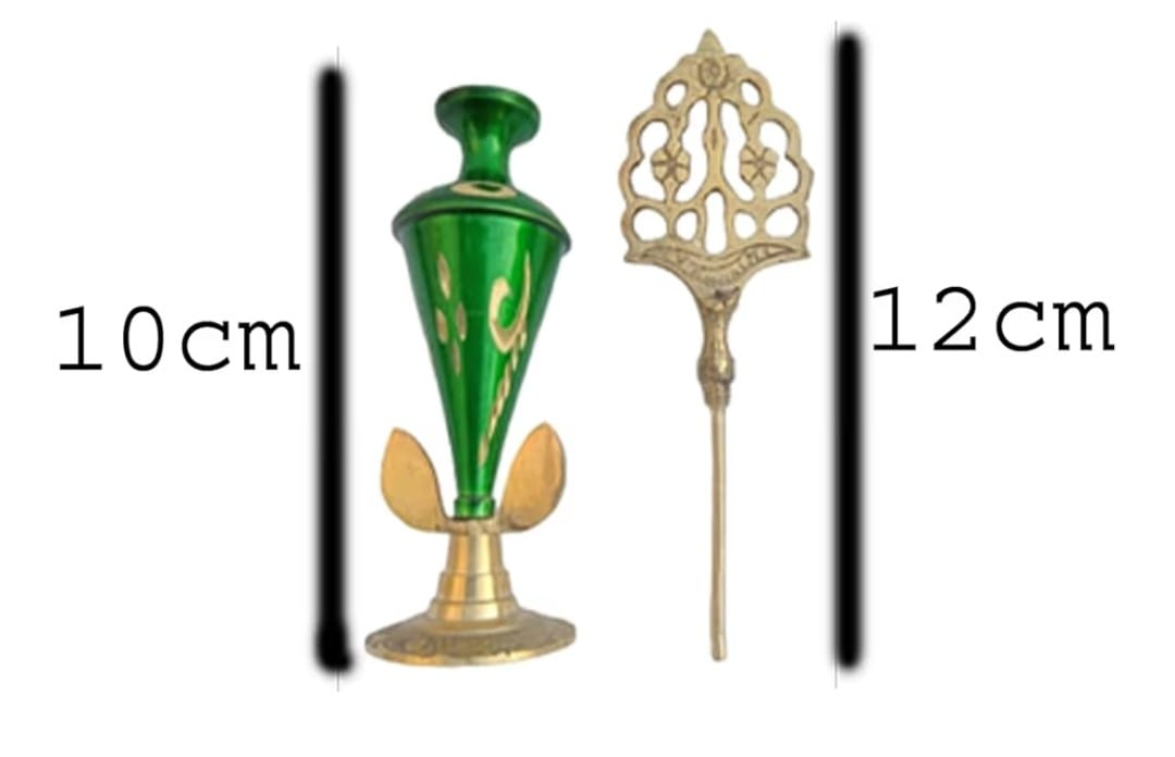 Brass Surmedani With Funnel/Kuppi And Surma Use In Eye's Makeup [Size-12-cm] Pack Of-1 Funnel, 2 Surma Packed,1 Brass Surmedani
