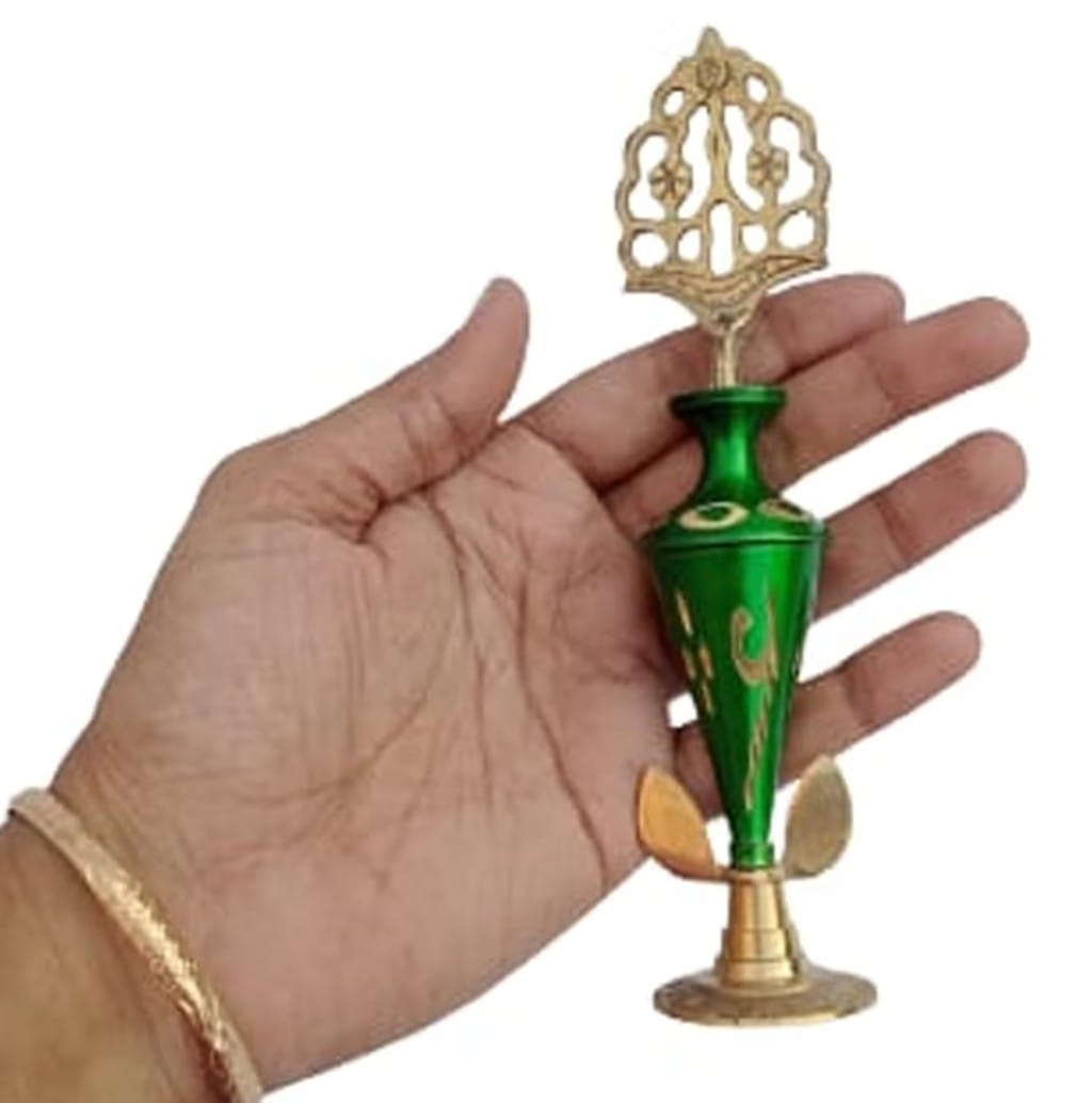 Brass Surmedani With Funnel/Kuppi And Surma Use In Eye's Makeup [Size-12-cm] Pack Of-1 Funnel, 2 Surma Packed,1 Brass Surmedani