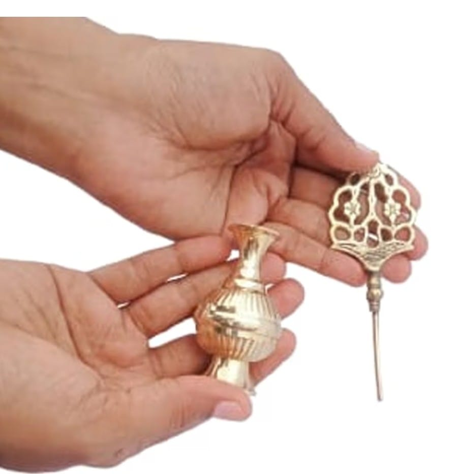 Brass Surmedani With Funnel/Kuppi And Surma Use In Eye's Makeup [Size-13-cm] Pack Of-1 Funnel, 2 Surma Packed,1 Brass Surmedani