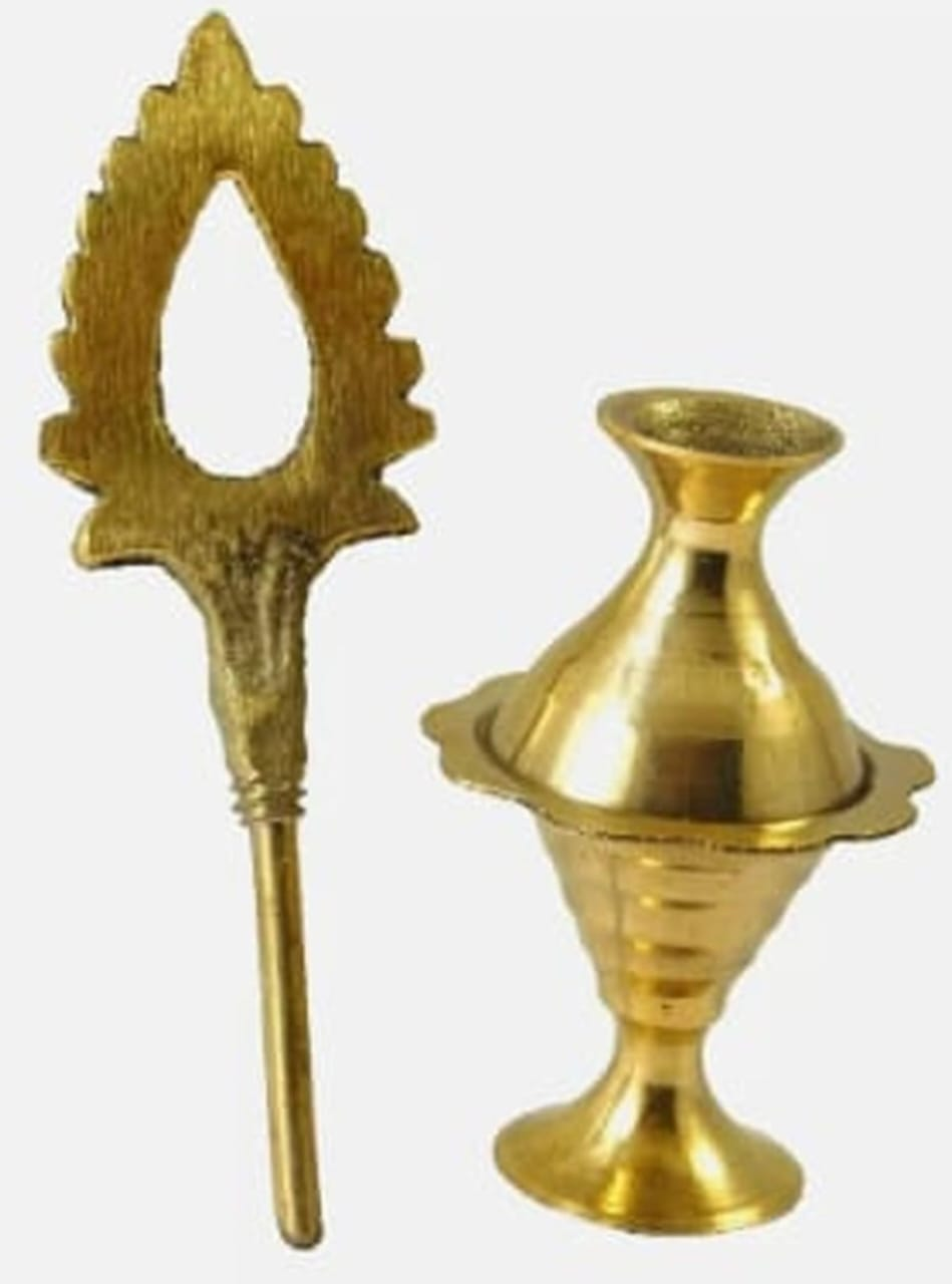 Brass Surmedani With Funnel/Kuppi And Surma Use In Eye's Makeup [Size-10-cm] Pack Of-1 Funnel, 2 Surma Packed,1 Brass Surmedani
