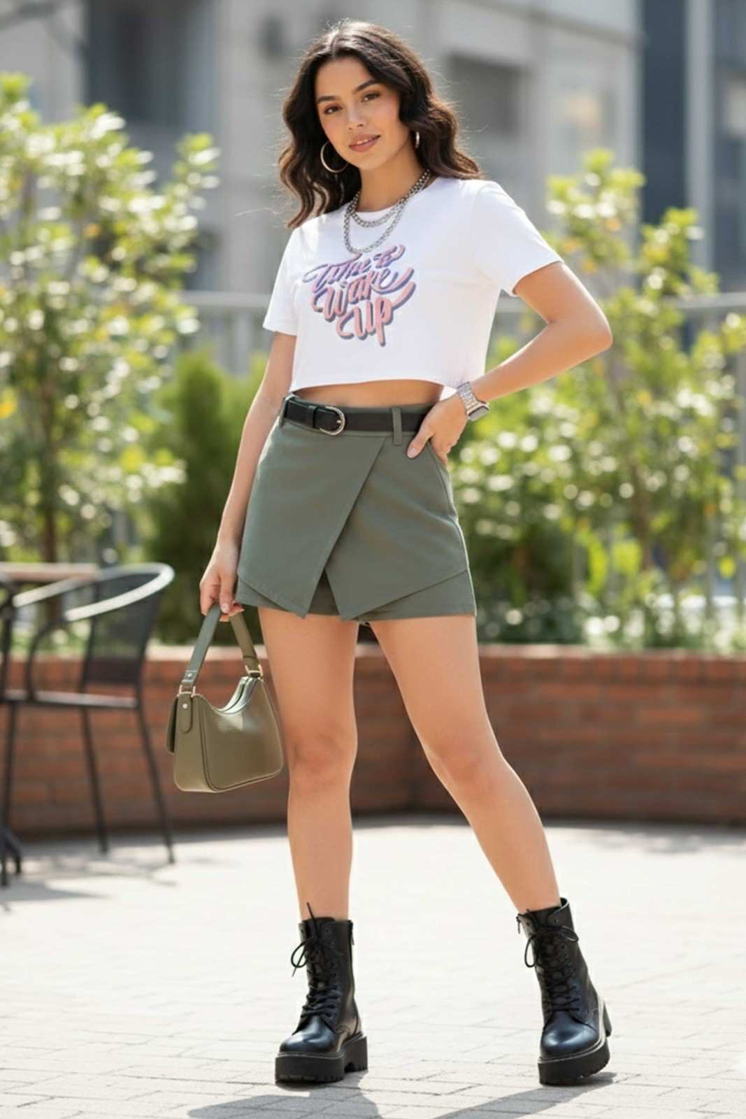 PINK ON STATEMENT CROP TEE