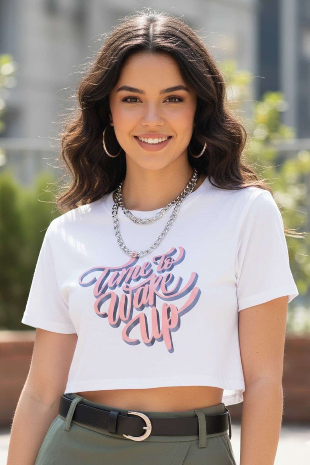PINK ON STATEMENT CROP TEE