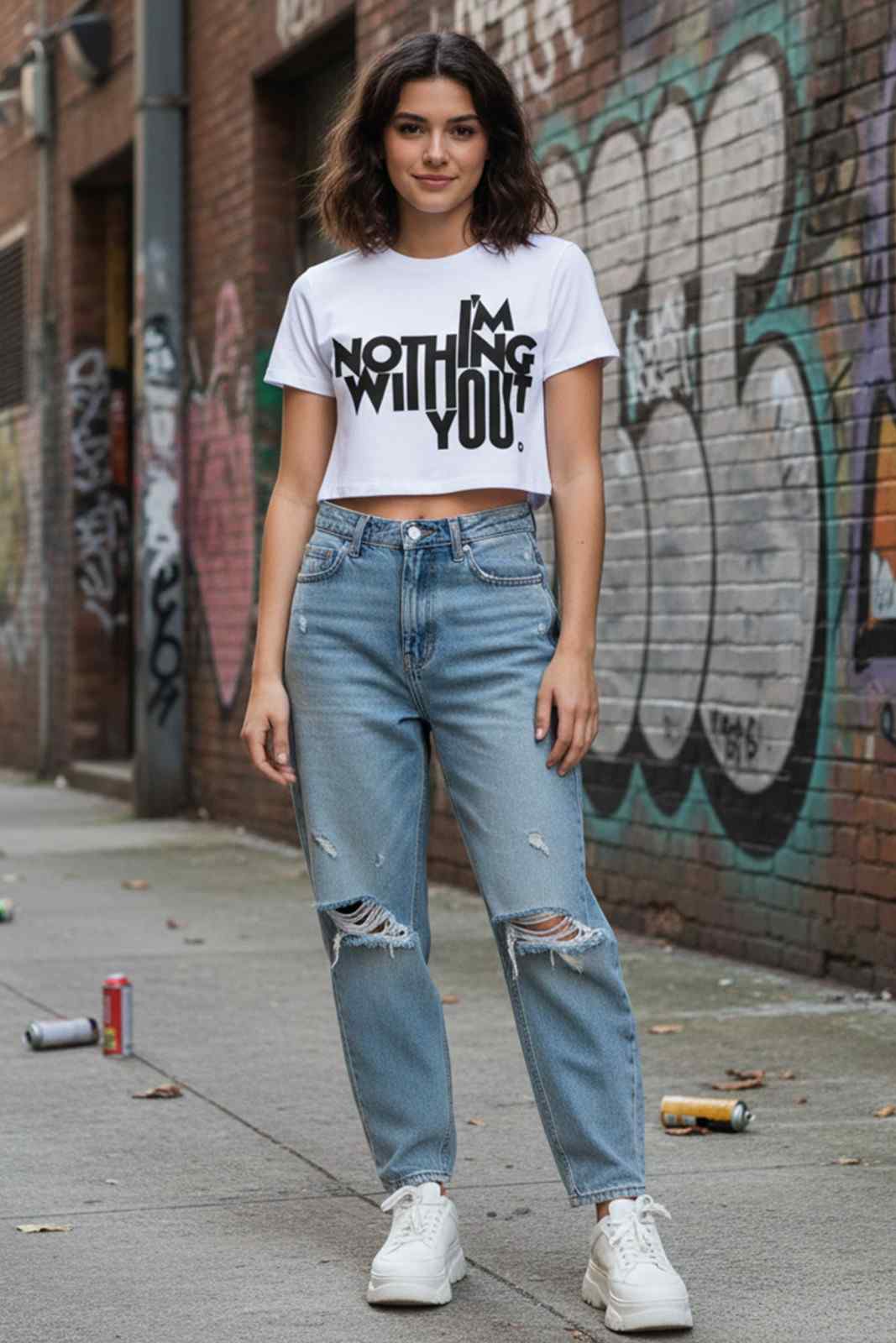 WITHOUT YOU GRAPHIC CROP TEE