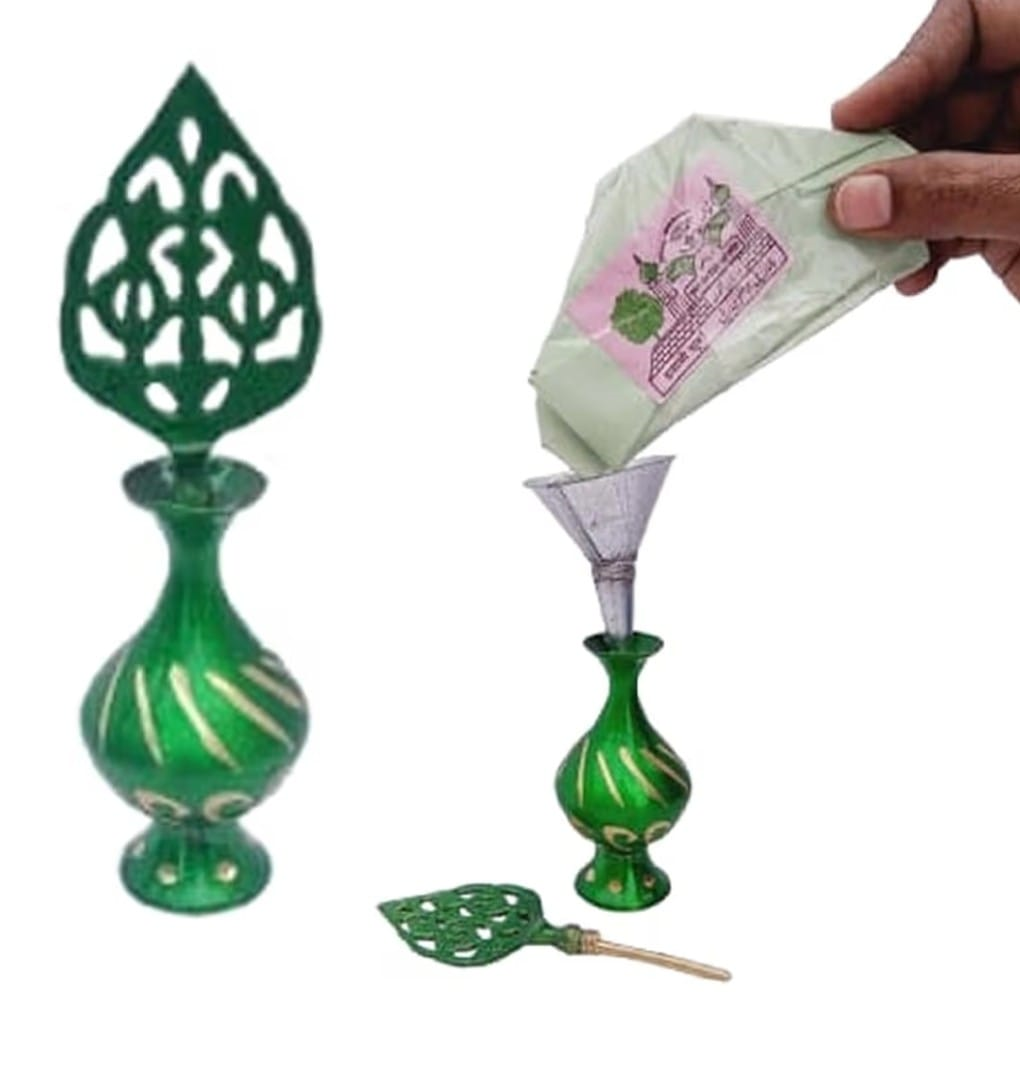 Brass Surmedani With Funnel/Kuppi And Surma Use In Eye's Makeup [Size-13-cm] Pack Of-1 Funnel, 2 Surma Packed, 1 Brass Surmedani