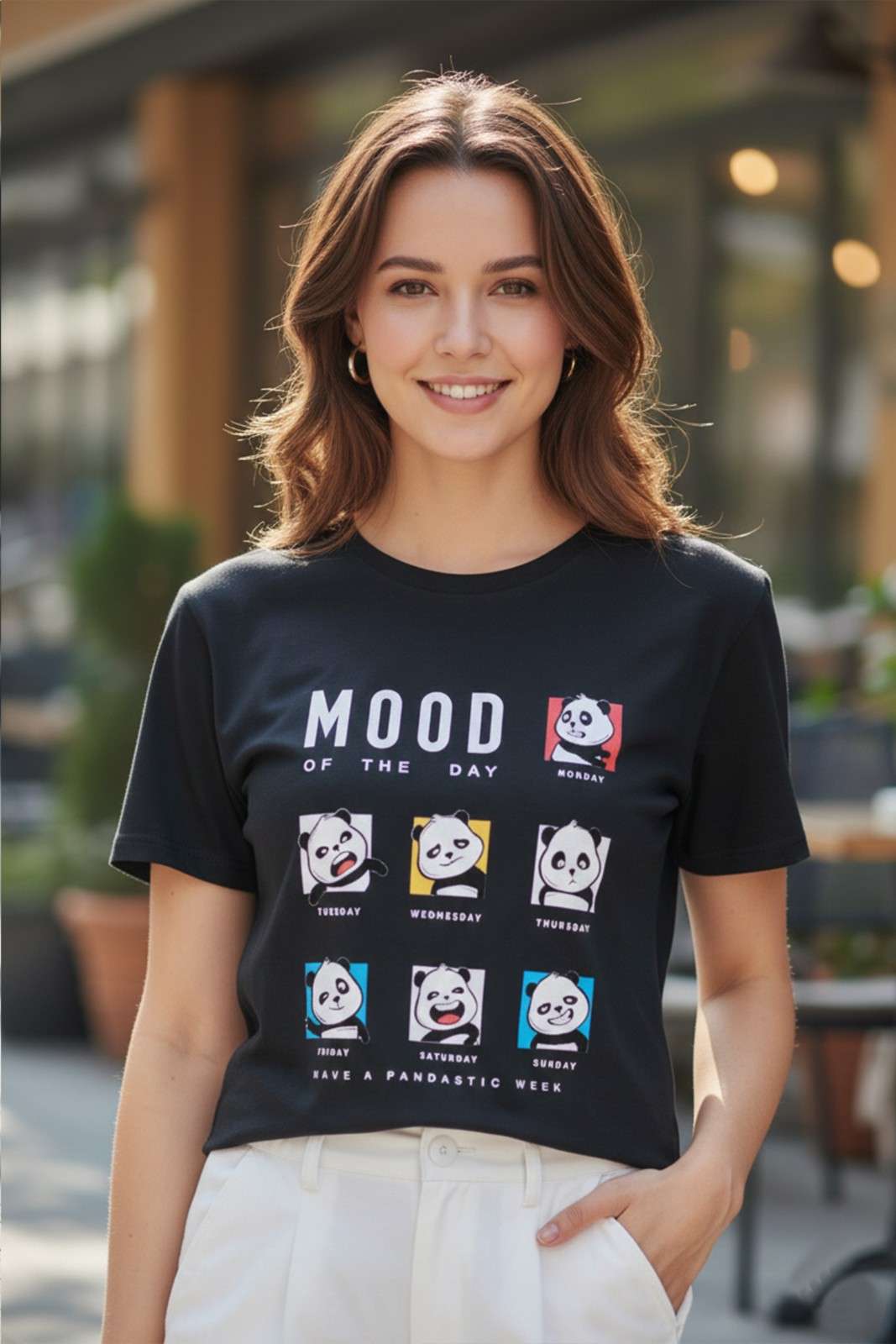 PANDA'S MOOD PRINTED REGULAR T-SHIRT