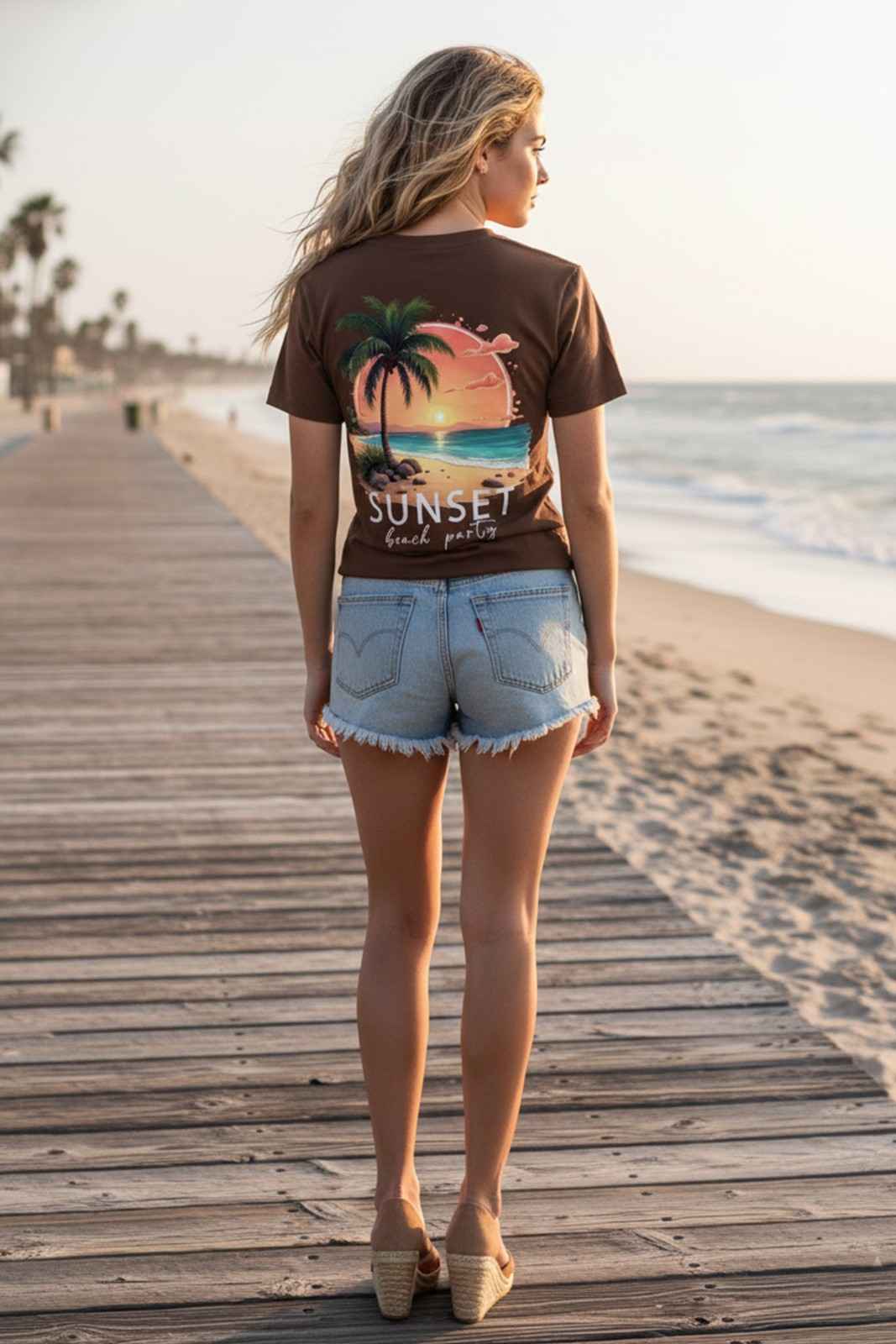SUNSET GRAPHIC PRINTED REGULAR T-SHIRT
