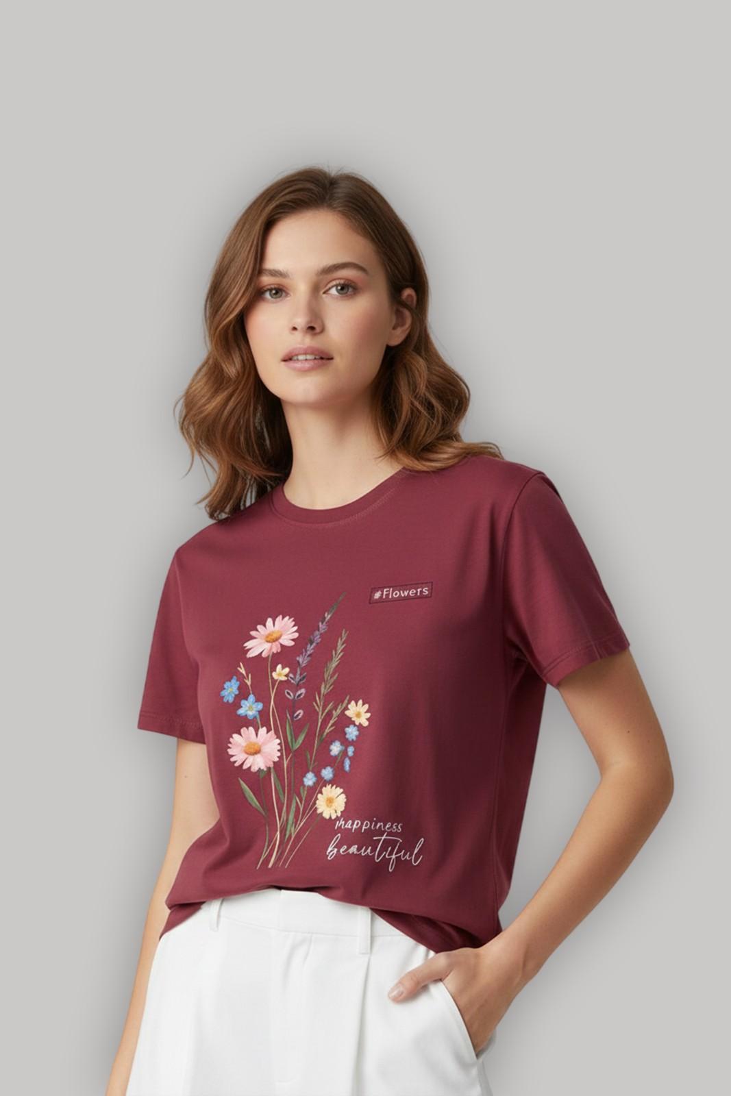 FLOWER GRAPHIC PRINTED REGULAR T-SHIRT