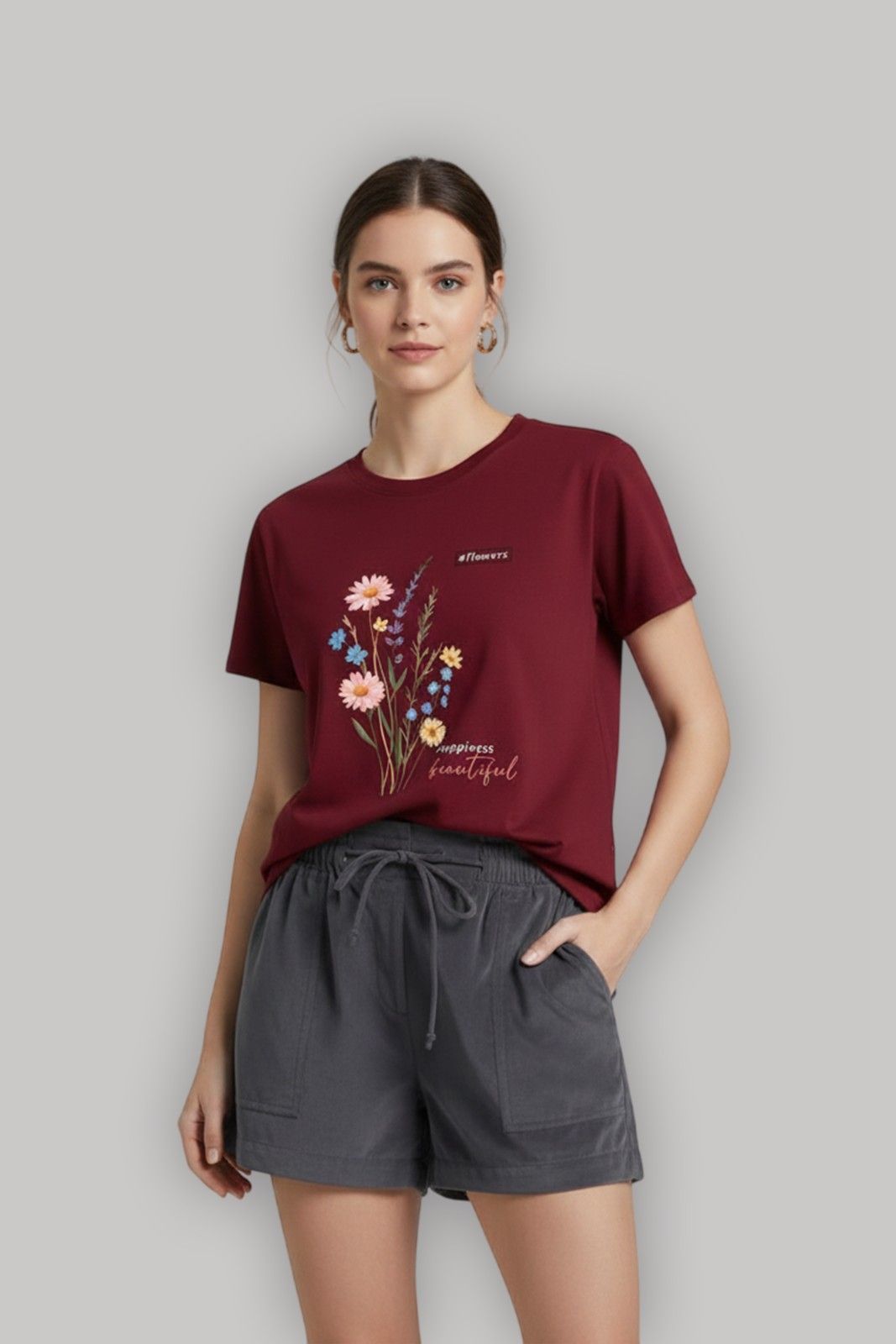 FLOWER GRAPHIC PRINTED REGULAR T-SHIRT