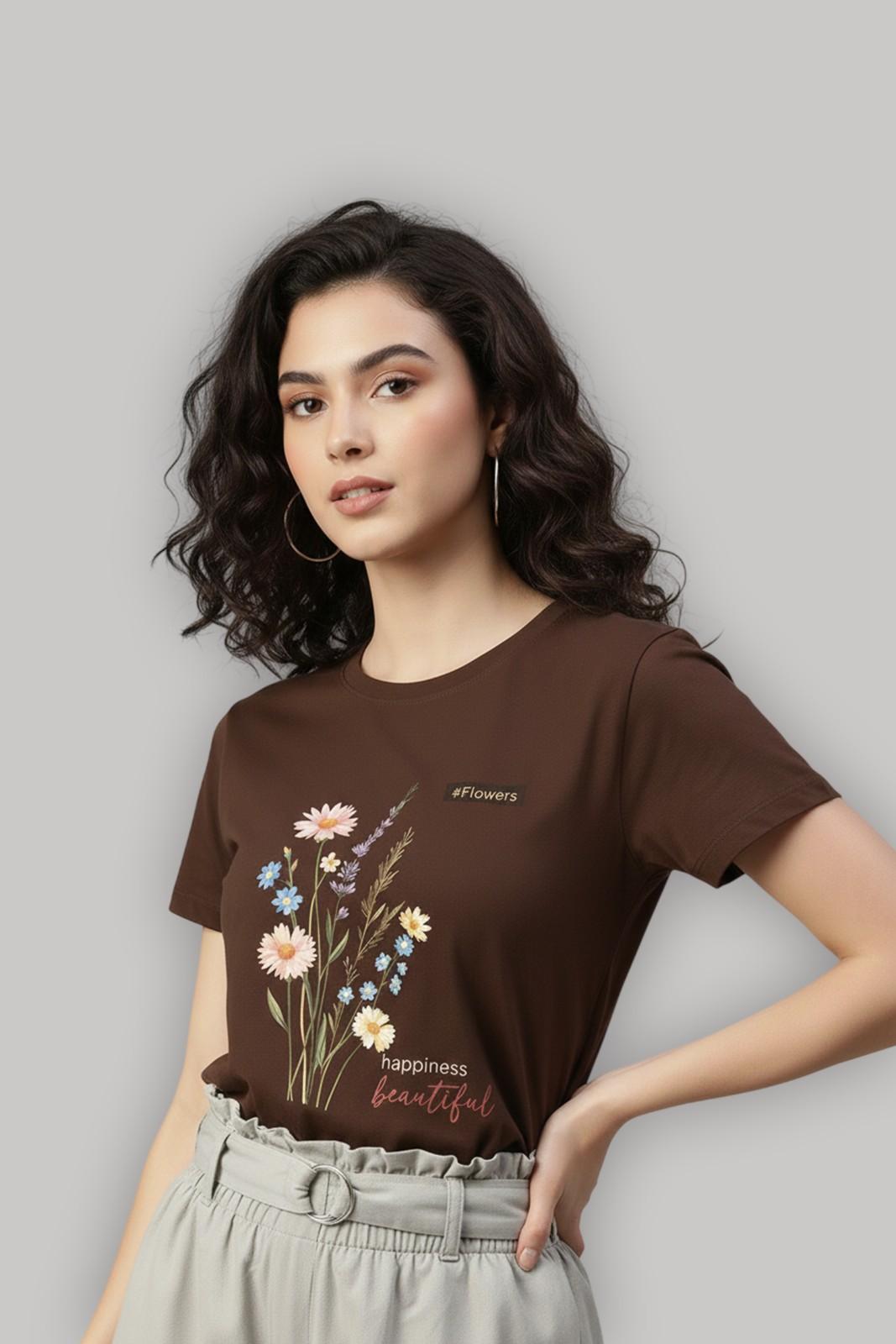 FLOWER GRAPHIC PRINTED REGULAR T-SHIRT