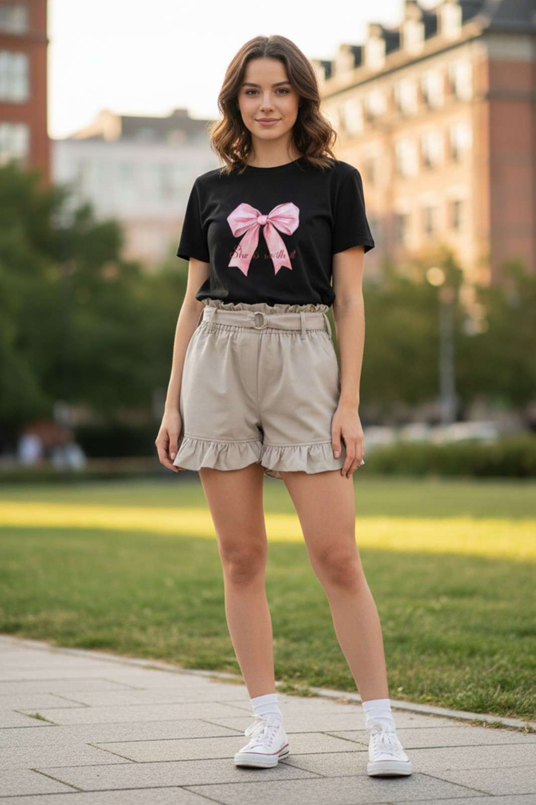 BOW GRAPHIC PRINTED REGULAR T-SHIRT