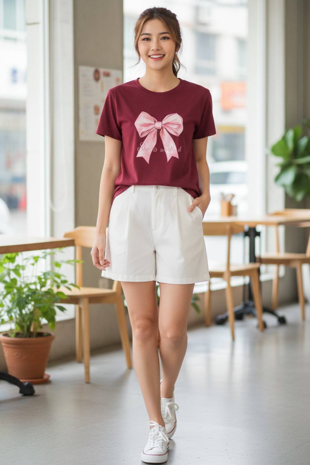 BOW GRAPHIC PRINTED REGULAR T-SHIRT