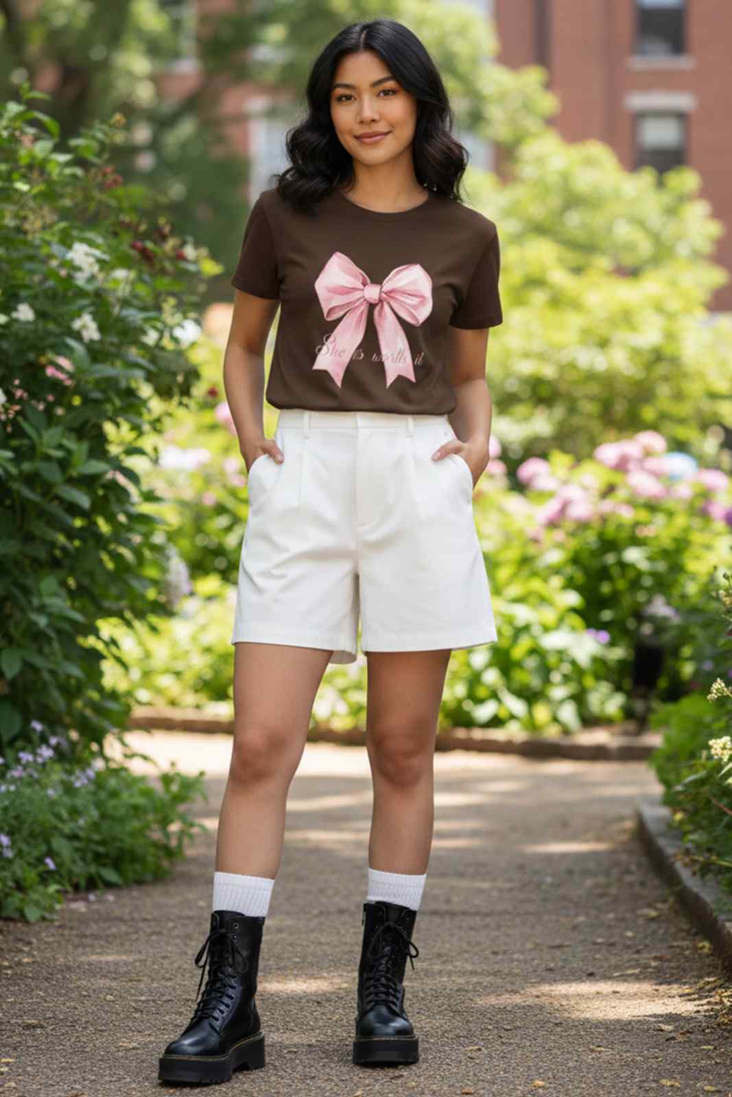 BOW GRAPHIC PRINTED REGULAR T-SHIRT