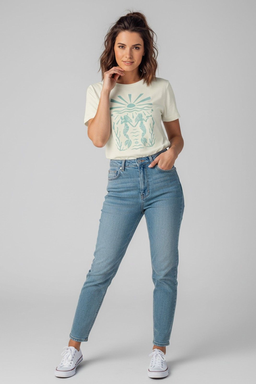 TWIN MERMAID GRAPHIC PRINTED T-SHIRT