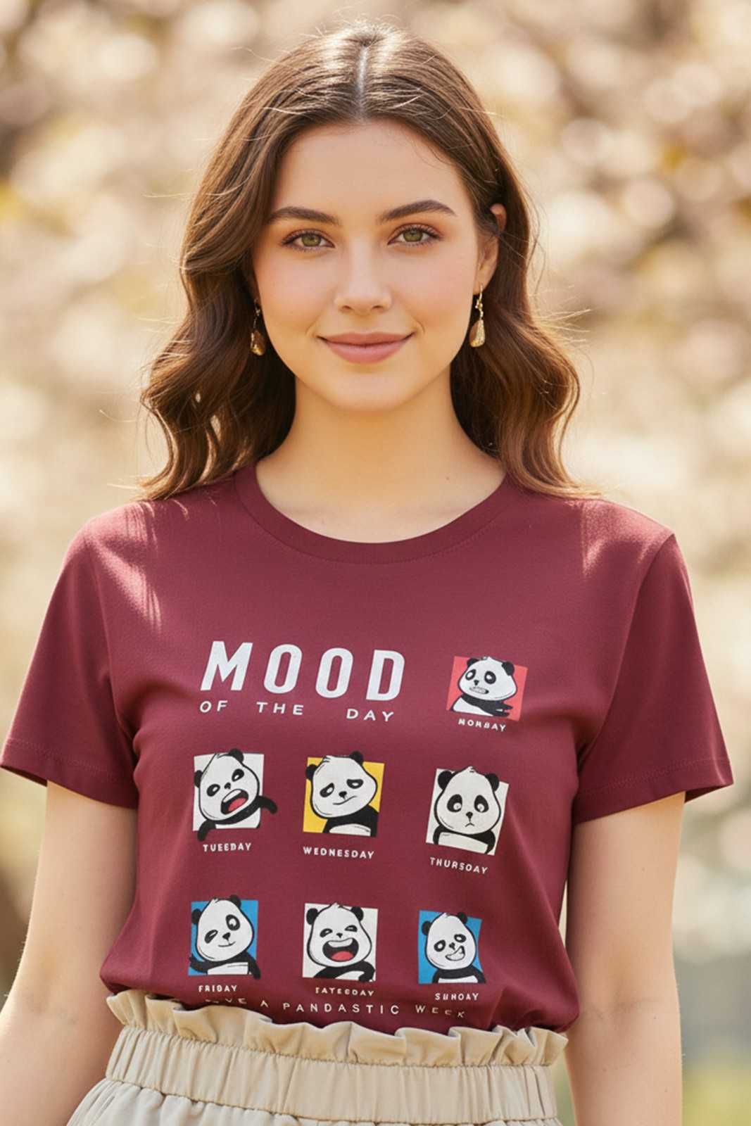 PANDA'S MOOD PRINTED REGULAR T-SHIRT