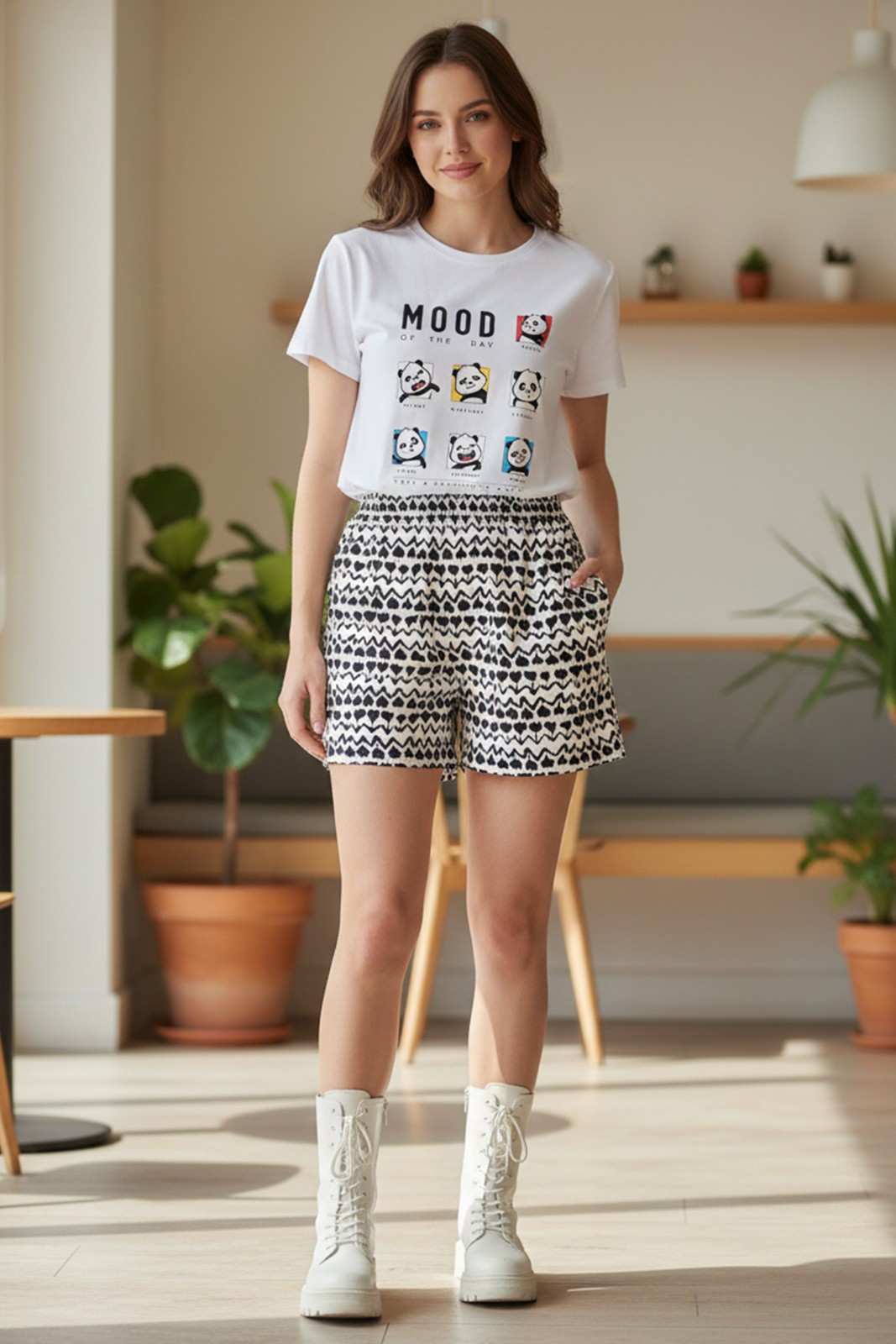 PANDA'S MOOD PRINTED REGULAR T-SHIRT
