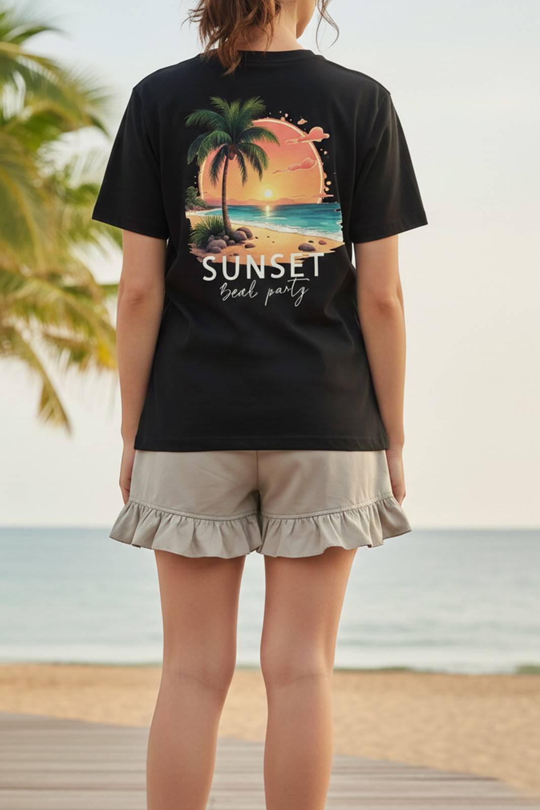 SUNSET GRAPHIC PRINTED REGULAR T-SHIRT