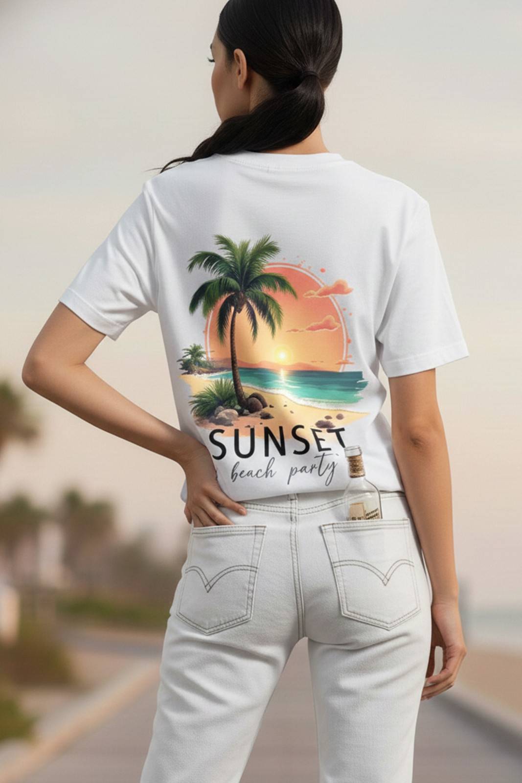 SUNSET GRAPHIC PRINTED REGULAR T-SHIRT