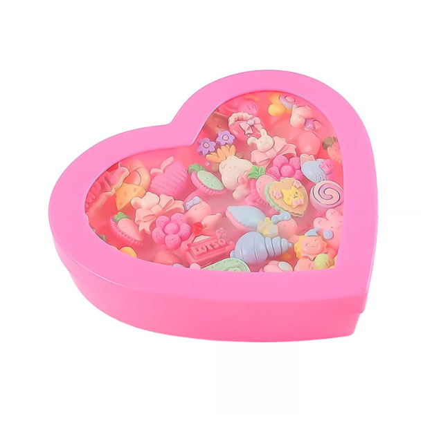 Adorable Kids Decorative Rings Set with Heart-Shaped Storage Box