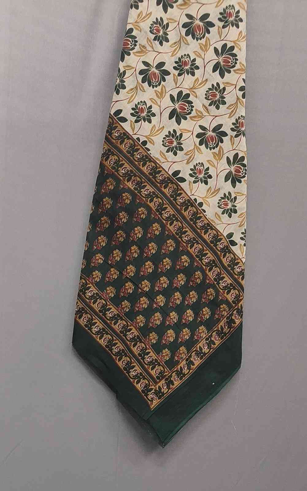 Deep Green Block Print Cotton Unstitched Suit