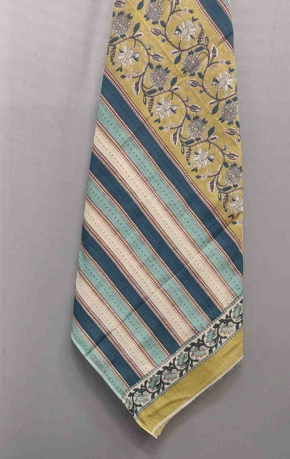 Lemon Yellow Cotton Printed Unstitched Dress Material