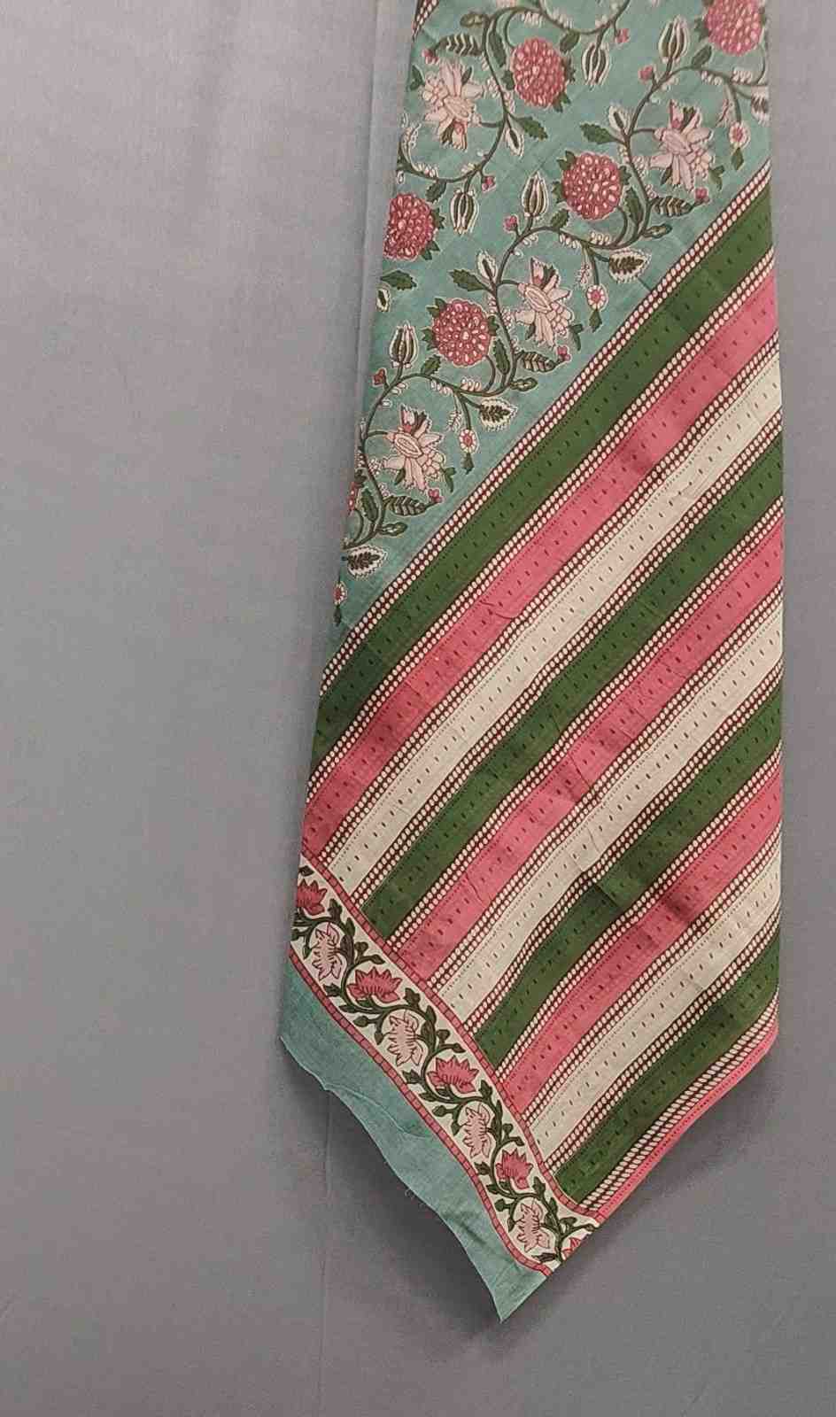 Mint Green Floral Cotton Unstitched Suit with Dupatta