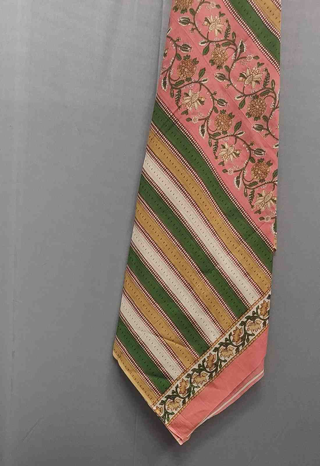 Peach Floral Cotton Unstitched Suit with Dupatta