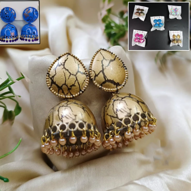 Jhumka Earrings / Buti for Women & Girls (1 Pair / Mix Color & Design)