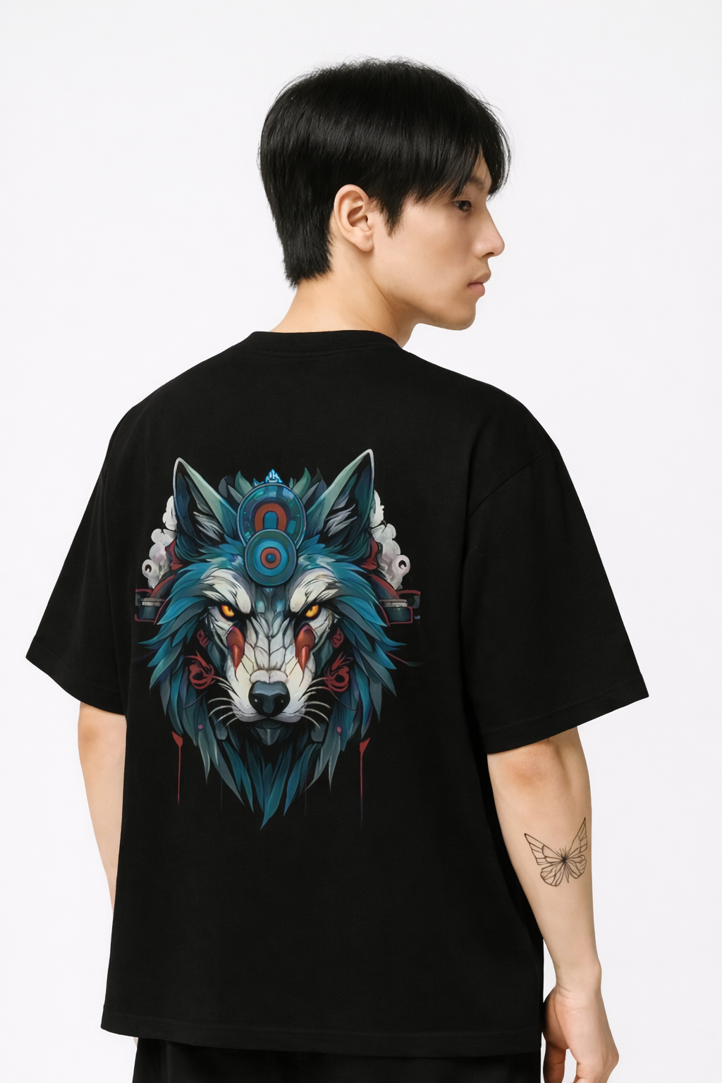 Mens printed cotton round neck half slee...